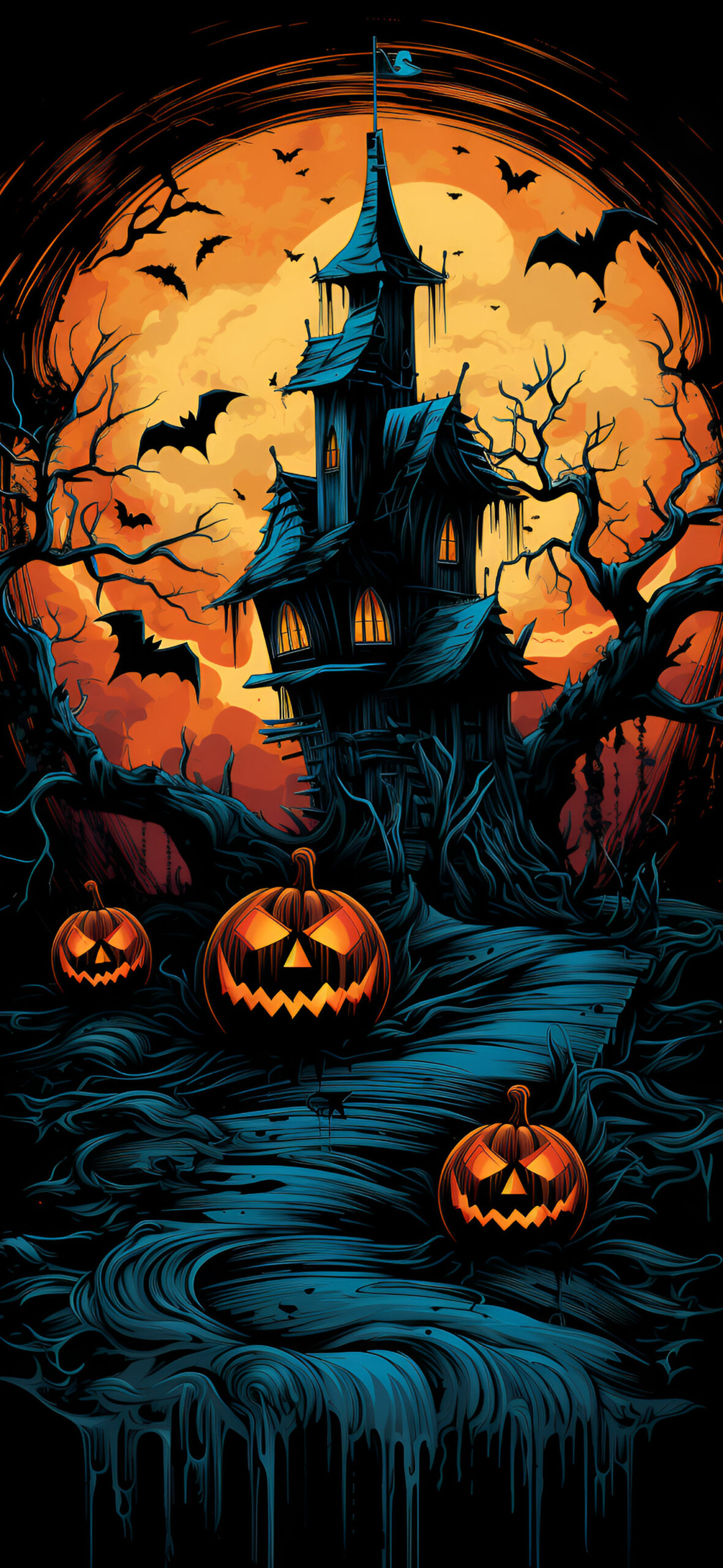 Eerie Halloween Haunted Mansion Wallpaper