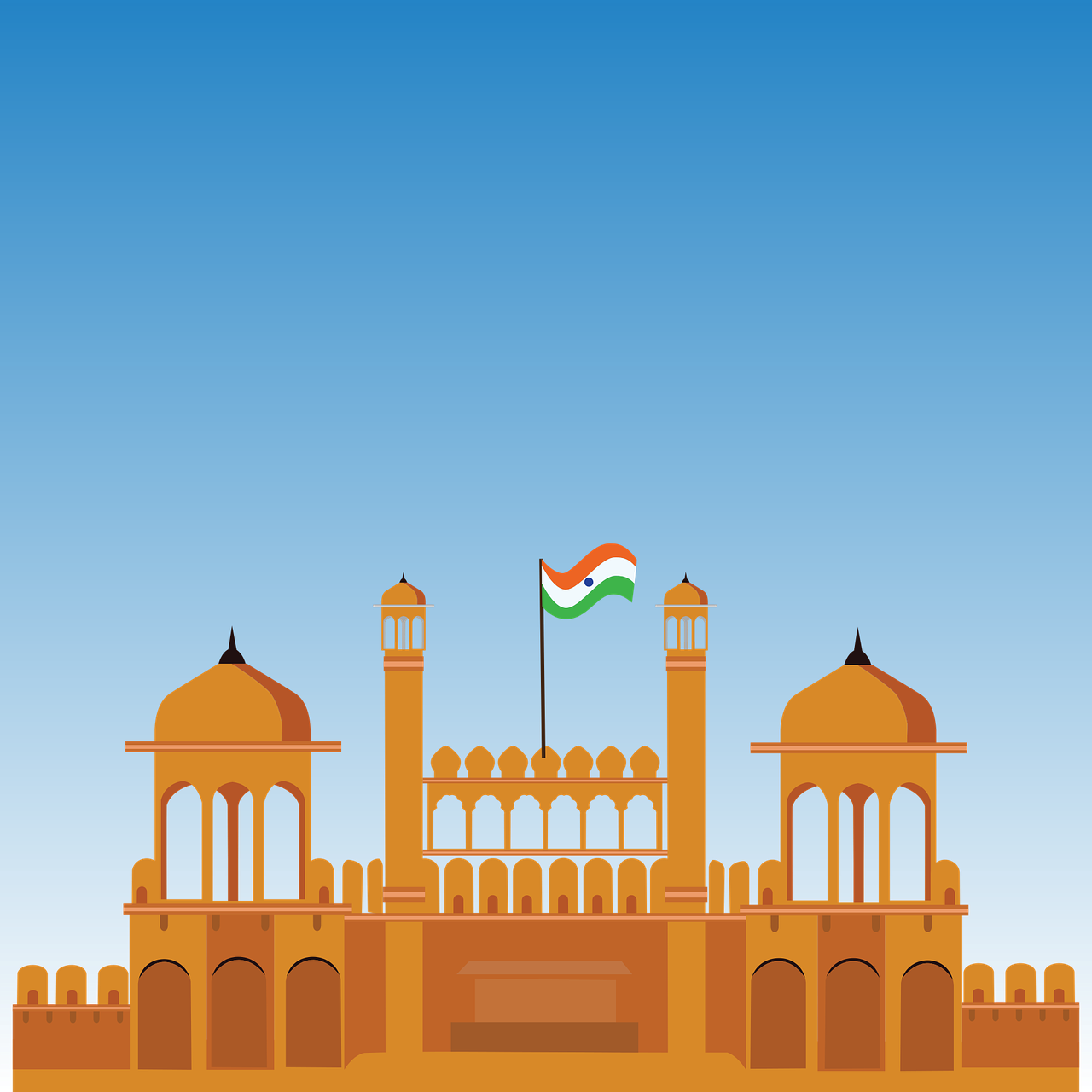 Download Red Fort, Flag, Delhi. Royalty