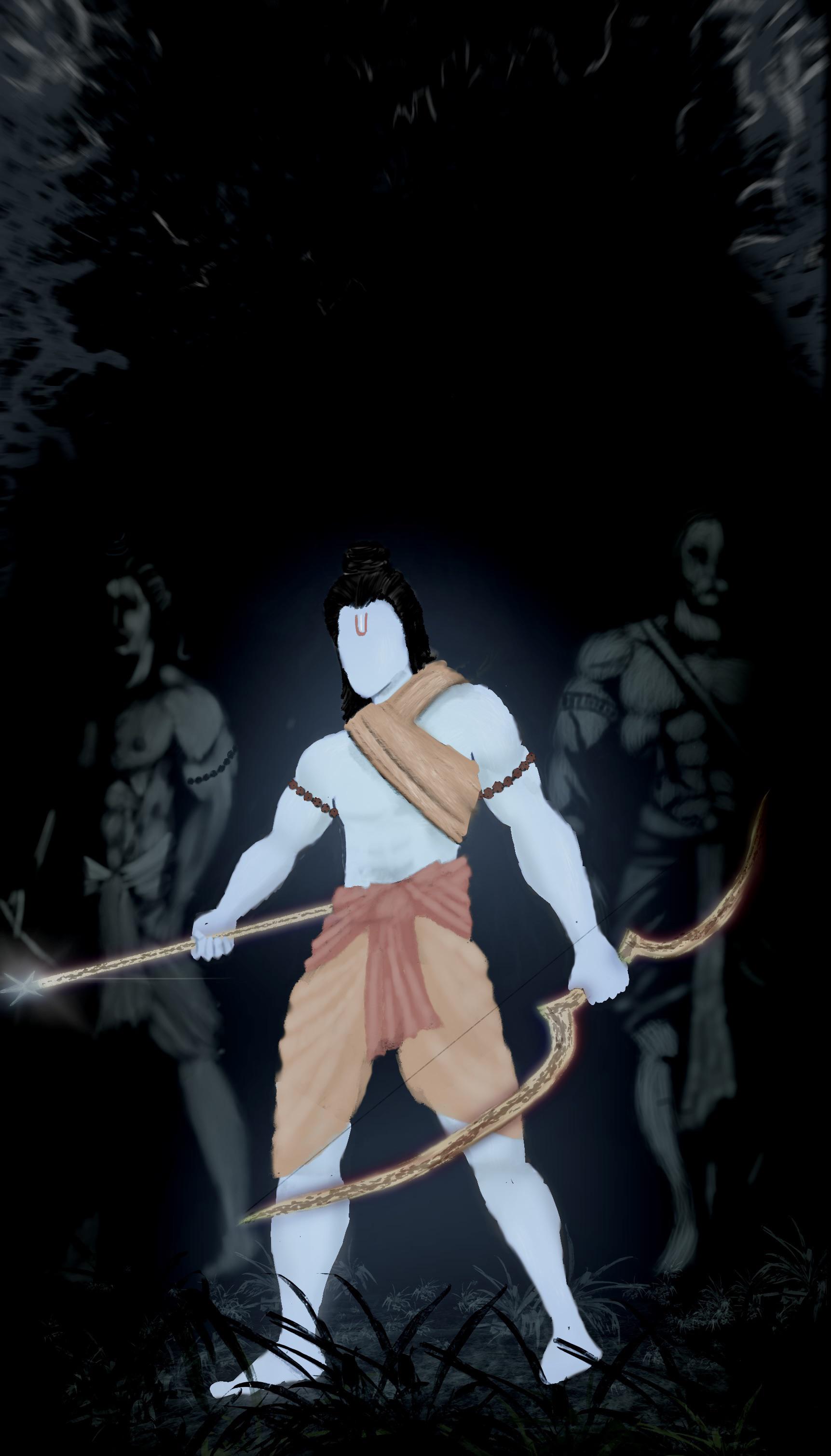 Lord Ram with Lakshman and Hanuman