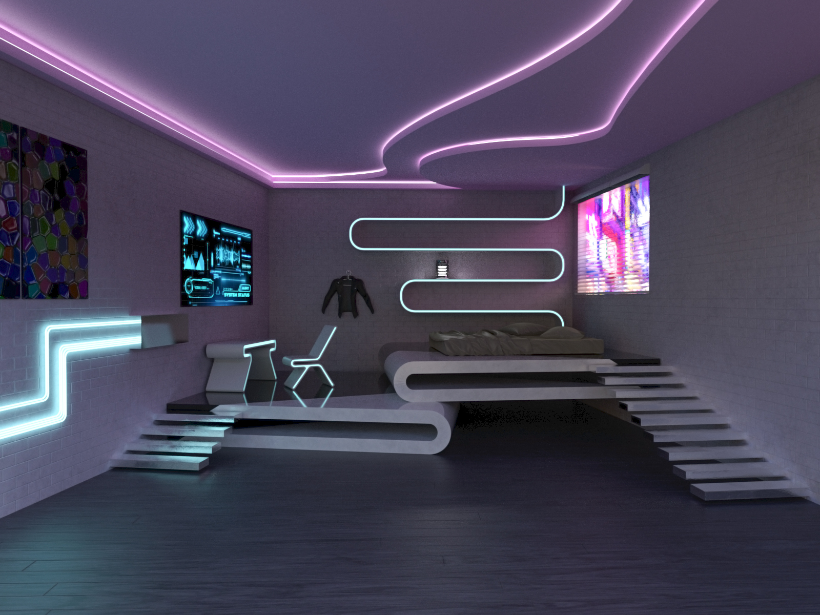 Cyber bedroom for DAZ and Poser 3D