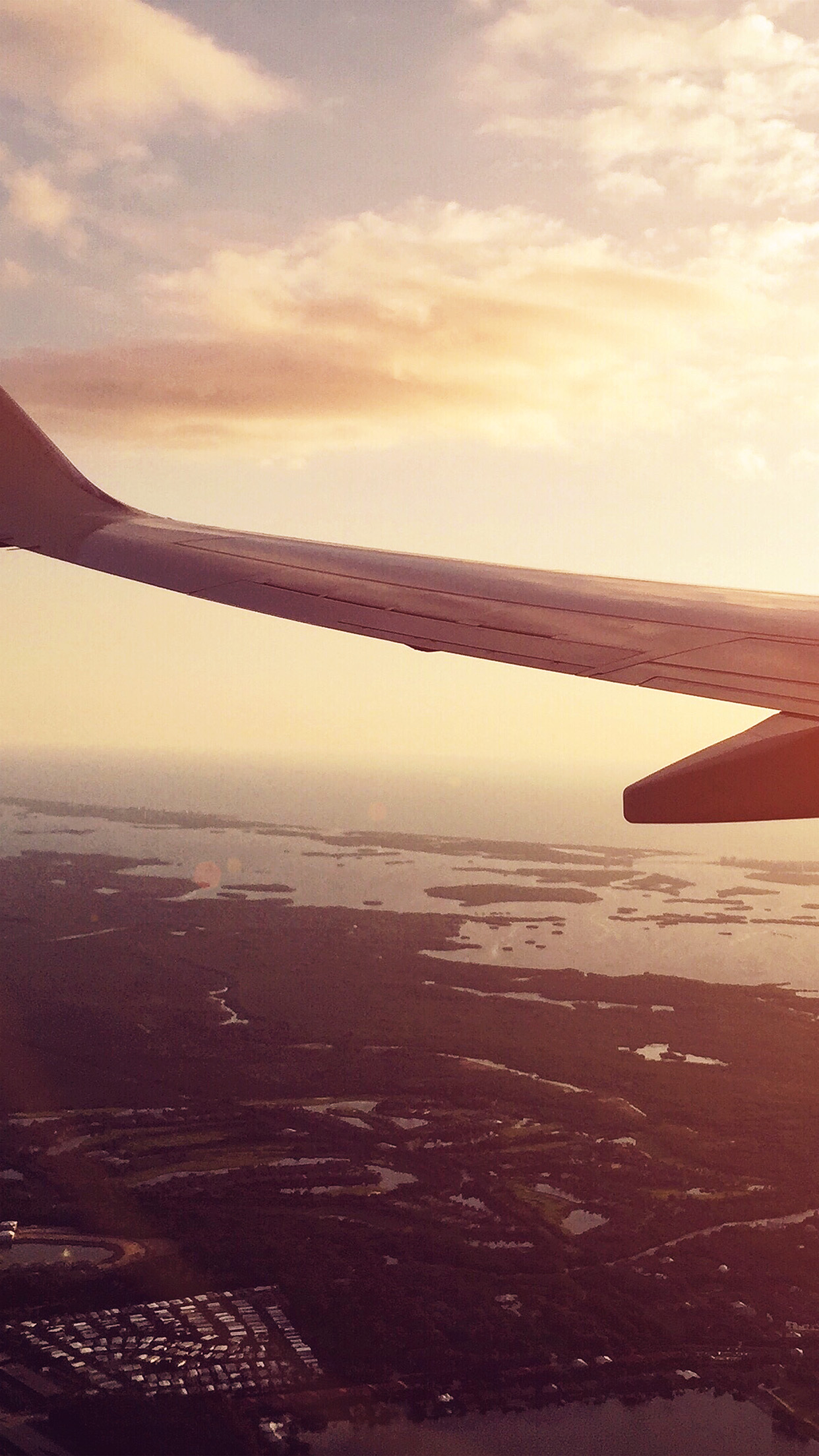 Fly Airplane Sky Sunset City Flare