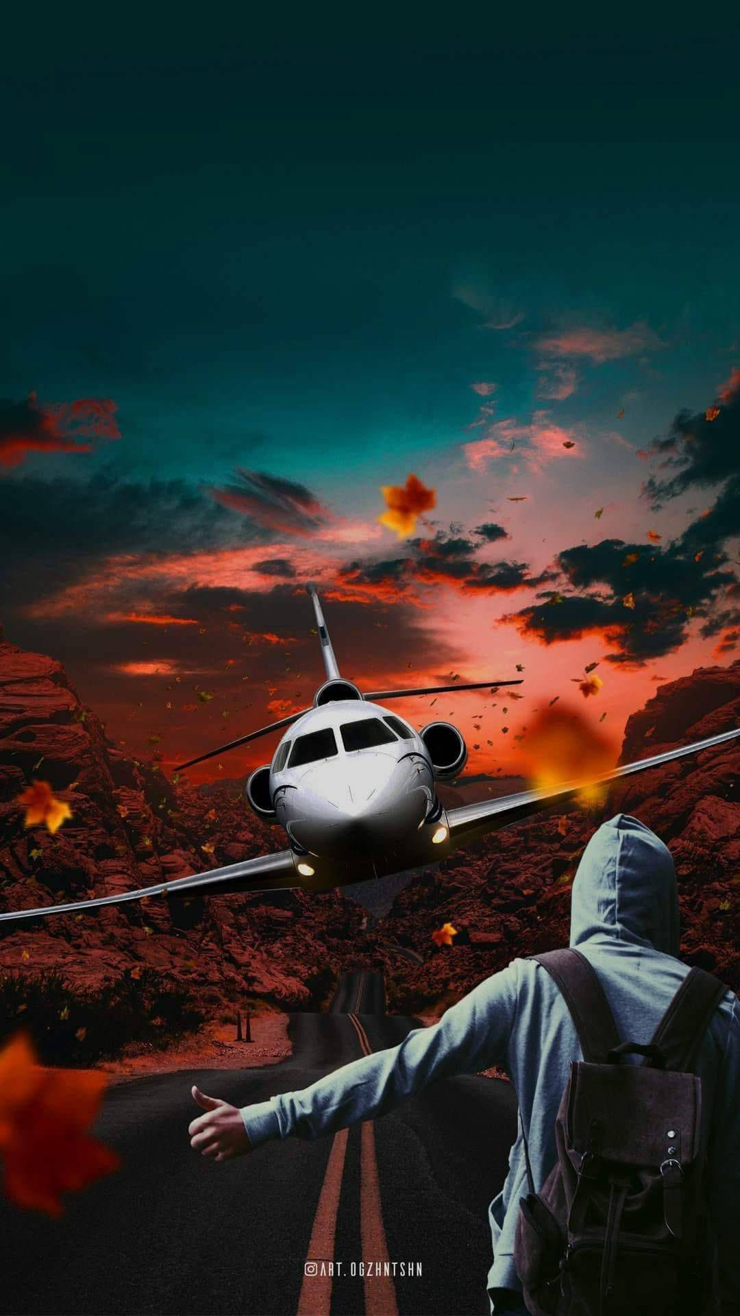 Jet iPhone On The Runway Wallpaper