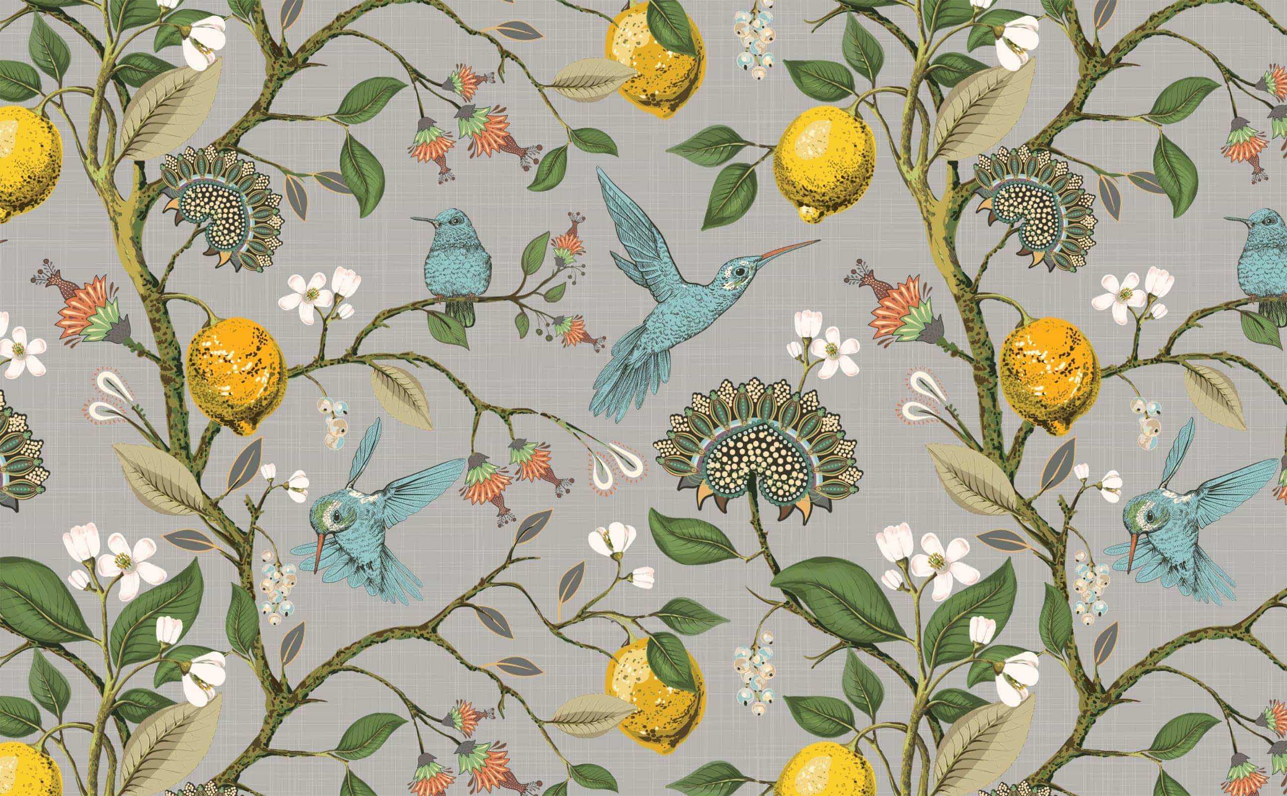 lemon tree garden Pattern Wallpaper
