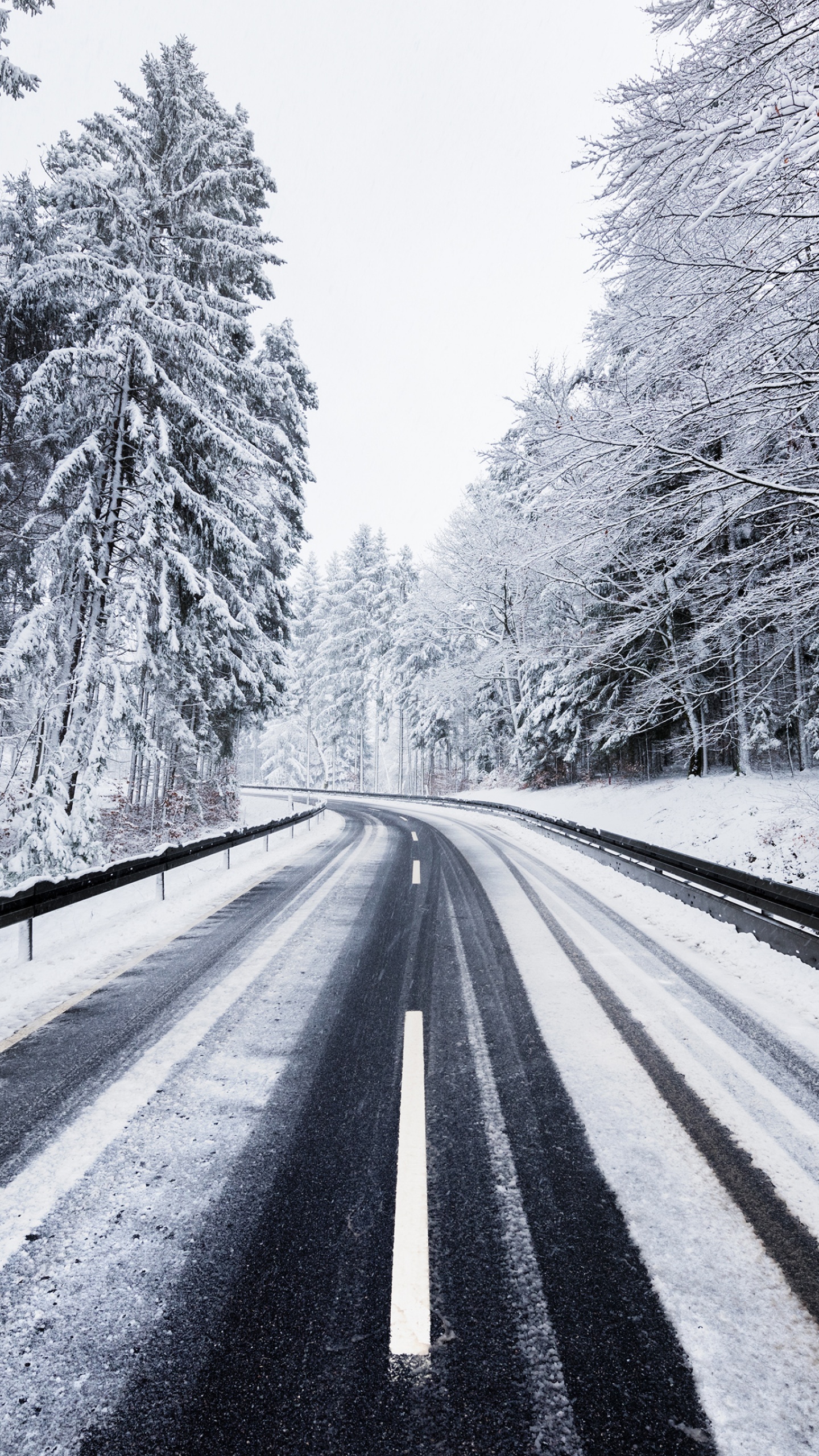 Winter Wallpaper 4K, Road, Forest, Snow