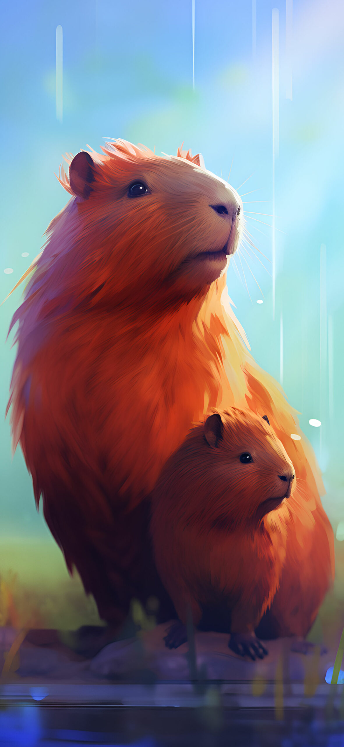Aesthetic Capybara with Baby Wallpaper