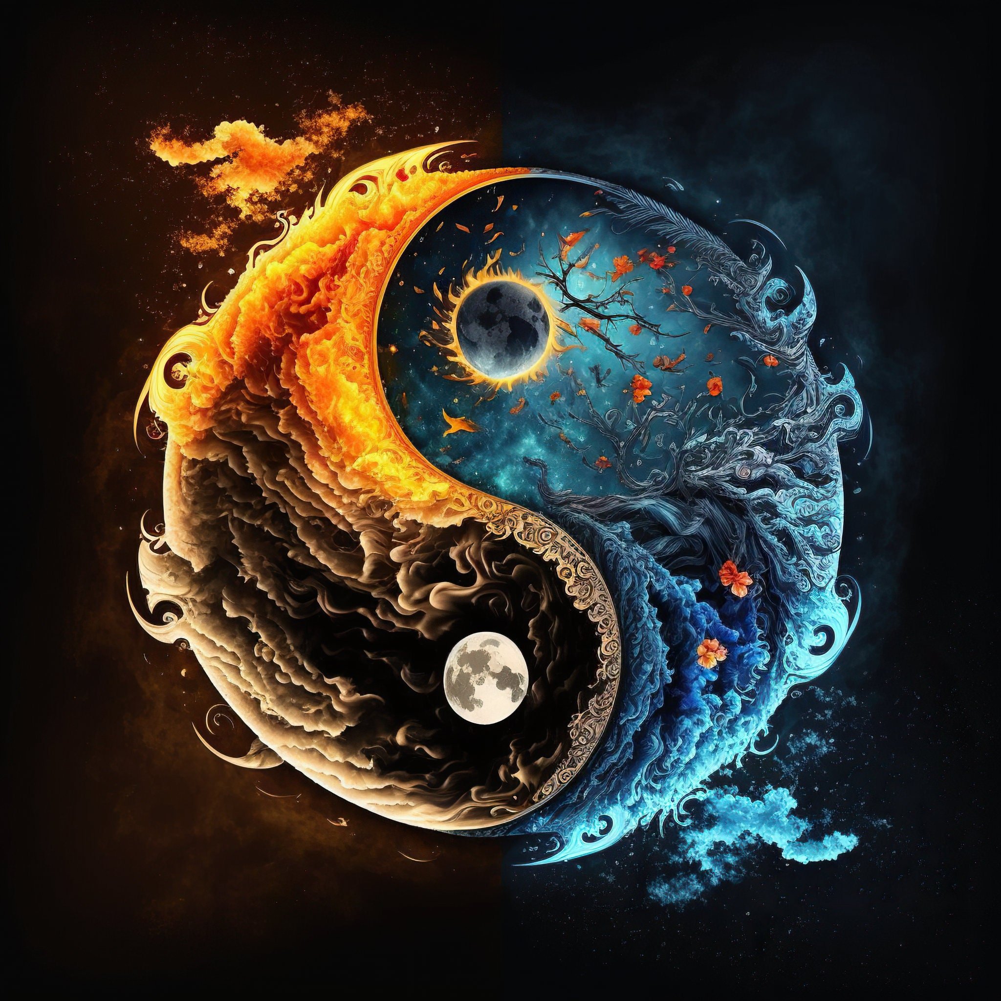 Yin And Yang Fire Vs Water Wallpapers - Wallpaper Cave