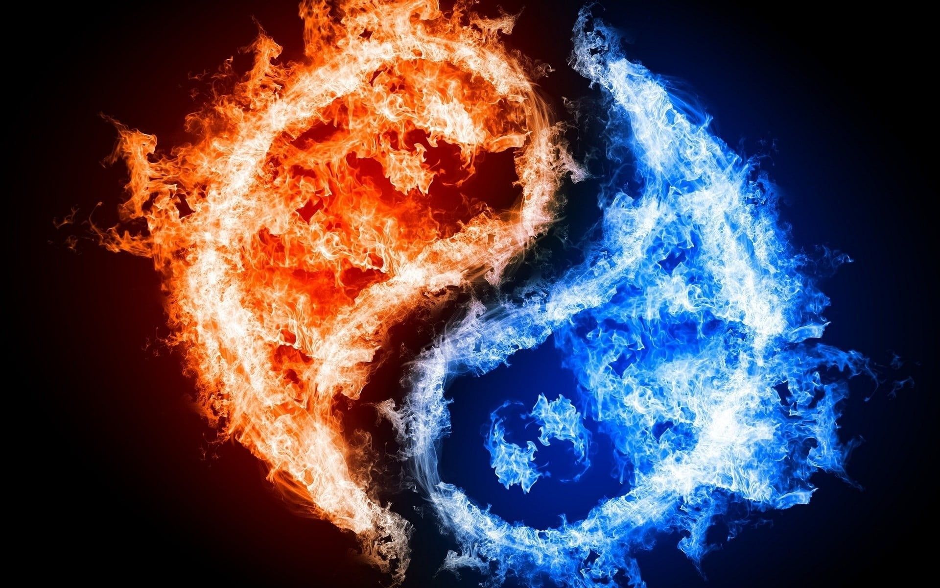 Red And Blue Fire Yin Yang Yin And Yang