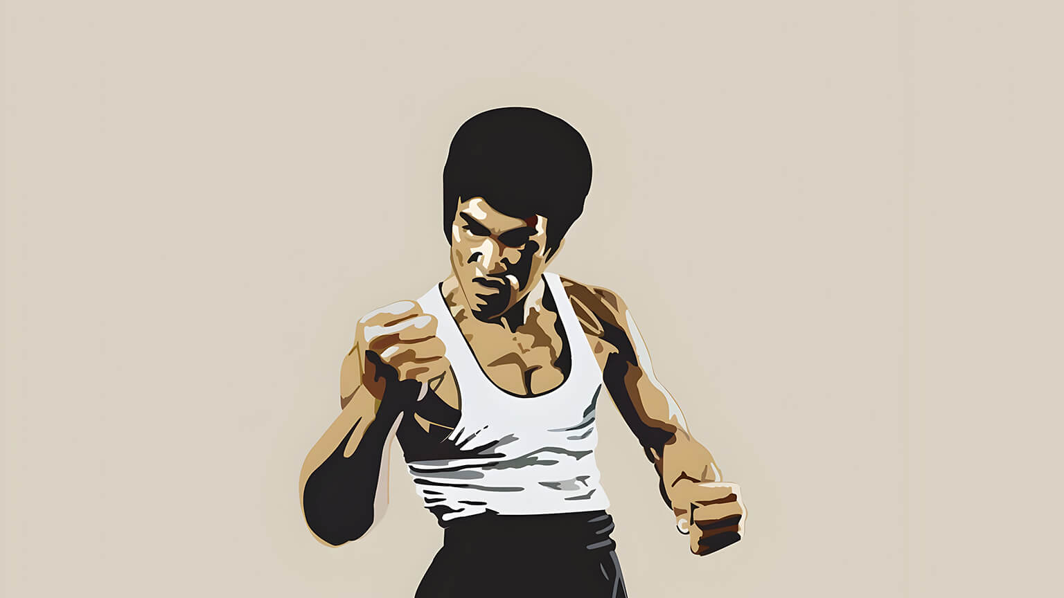Bruce Lee Beige Art Desktop Wallpaper