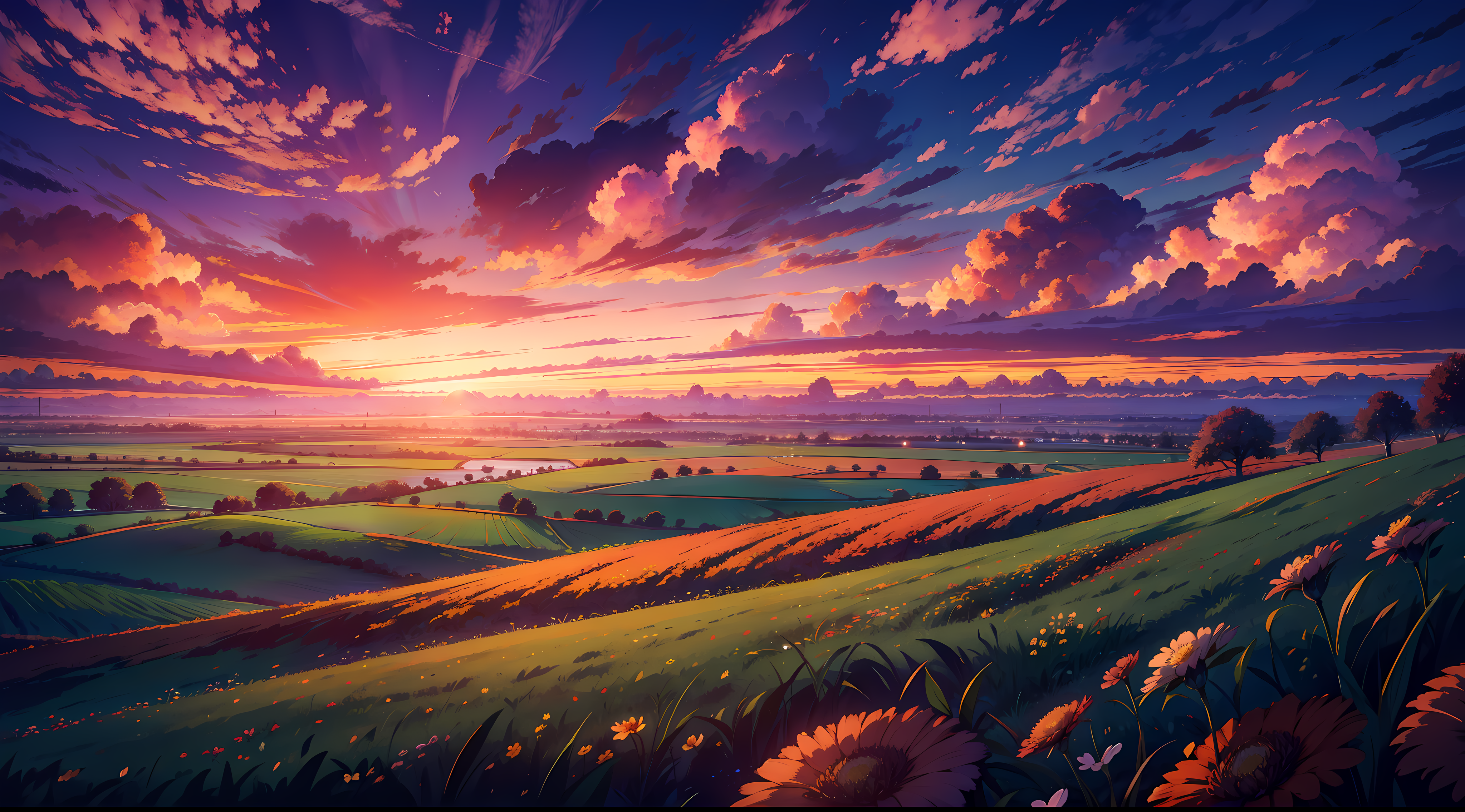 Anime Sunset 4k Ultra HD Wallpaper