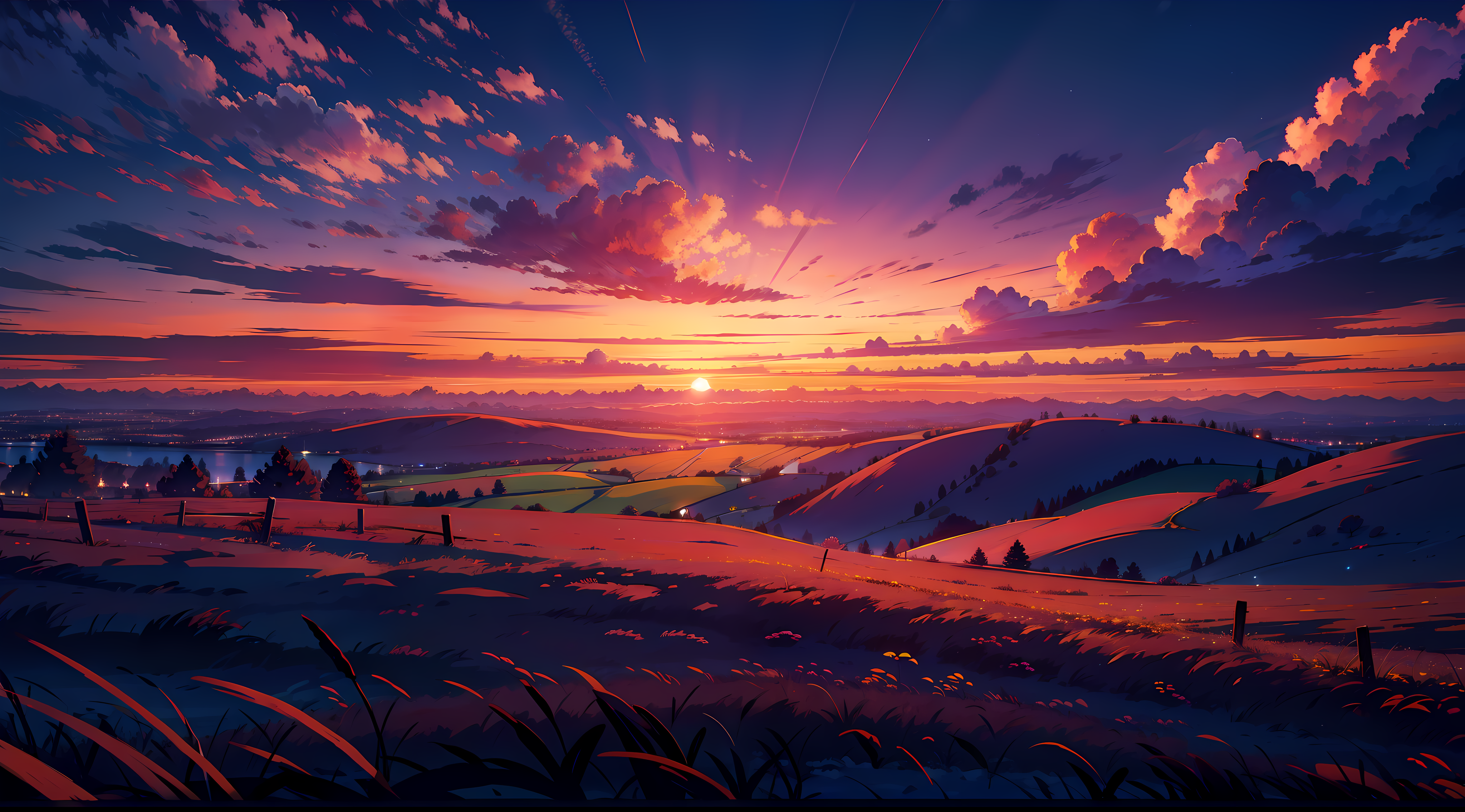 Anime Sunset 4k Ultra HD Wallpaper