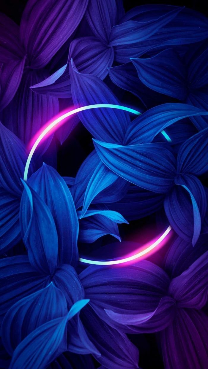 Neon blue leaf nature Wallpaper