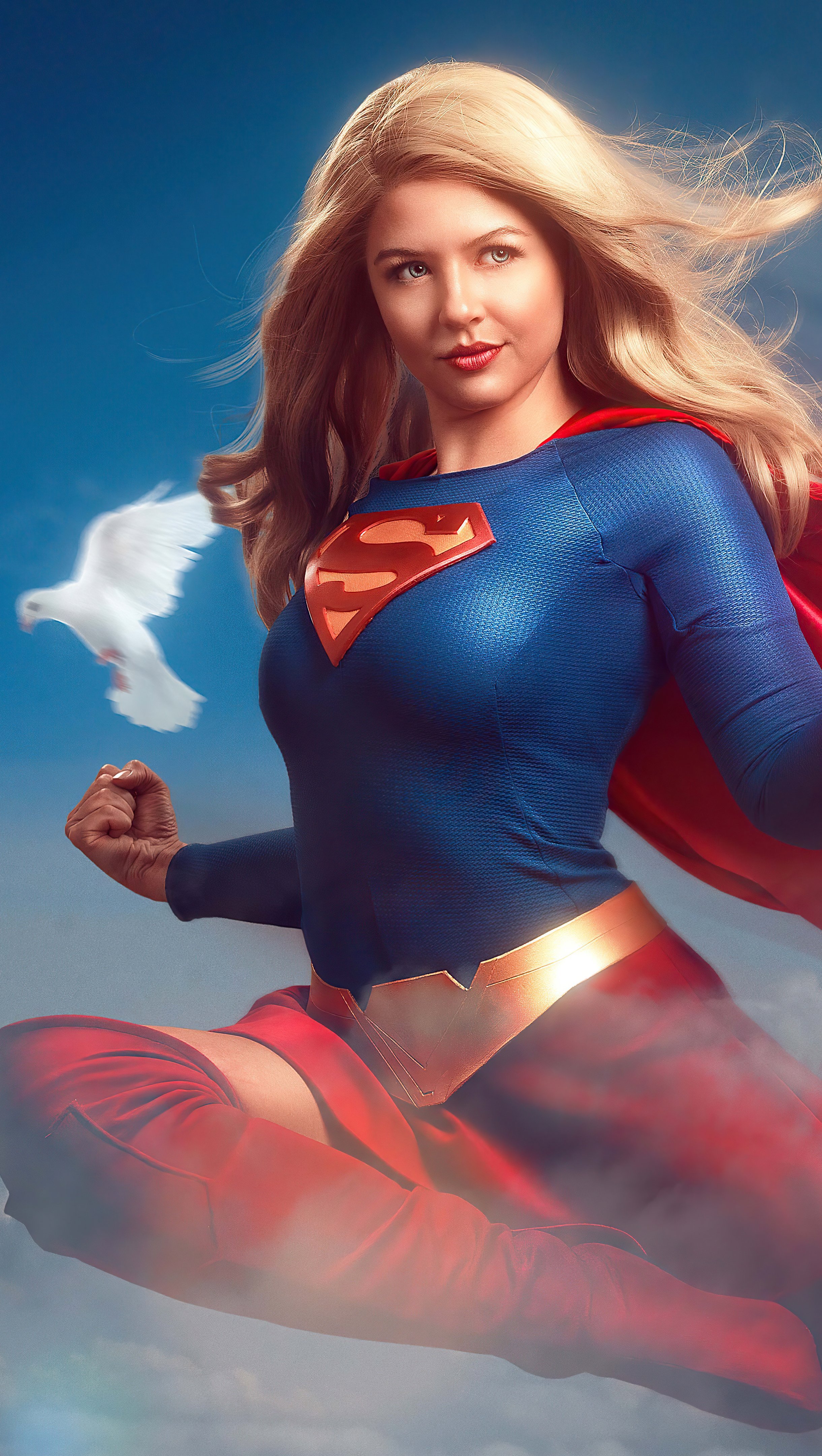 Supergirl and doves Fanart Wallpaper 8k
