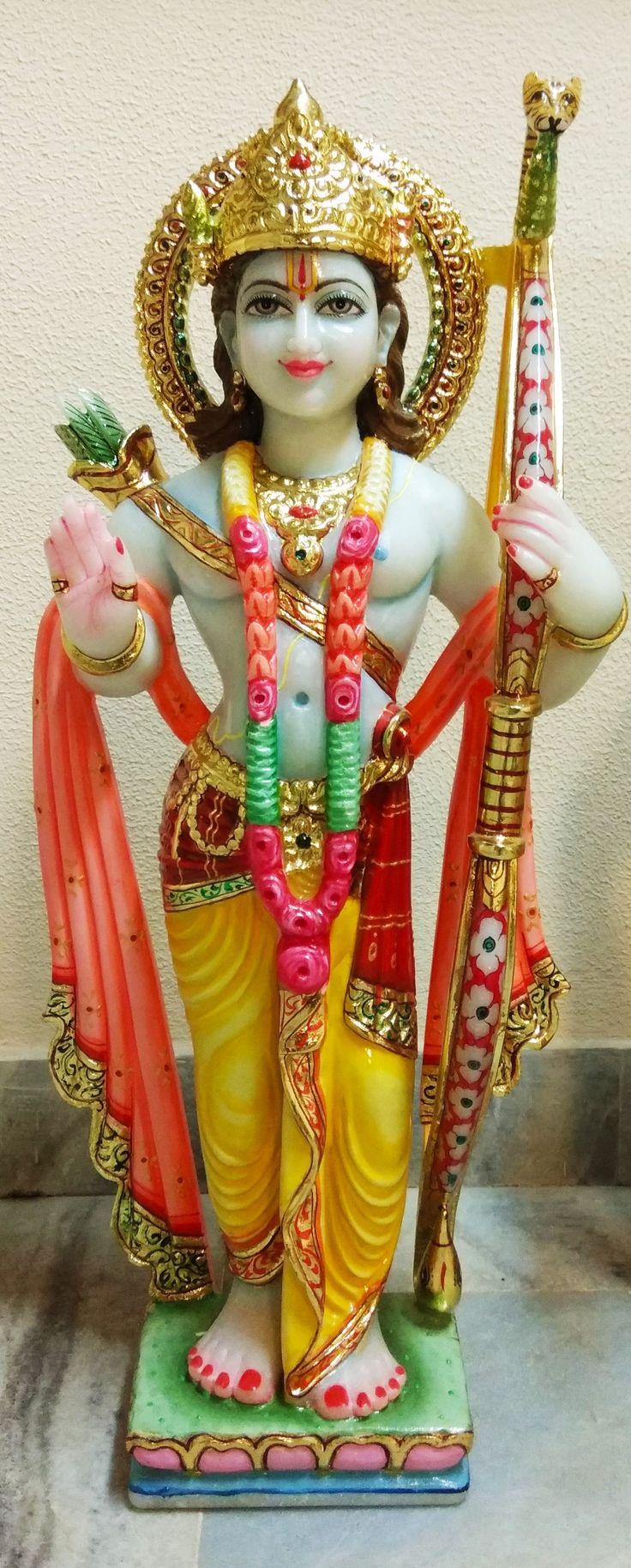 Exquisite White Marble Statue of Ram Ji