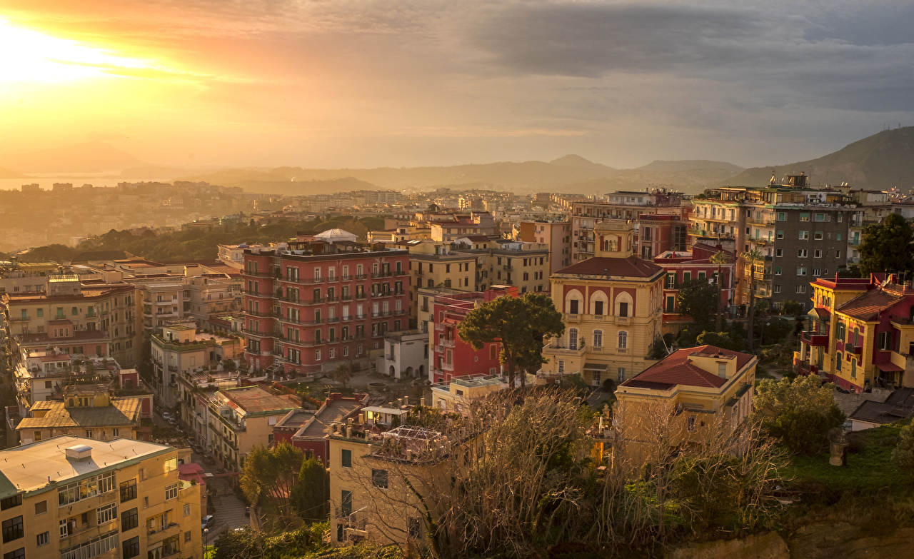 Photos Italy Napoli Roof Sunrises
