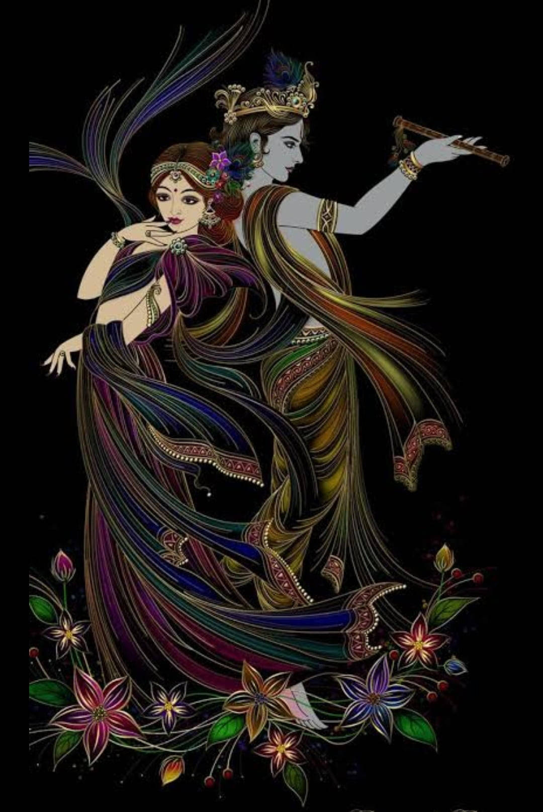 Download Radha Krishna Art Black