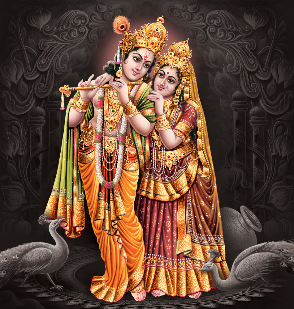 Radha Krishna Black Wallpaper