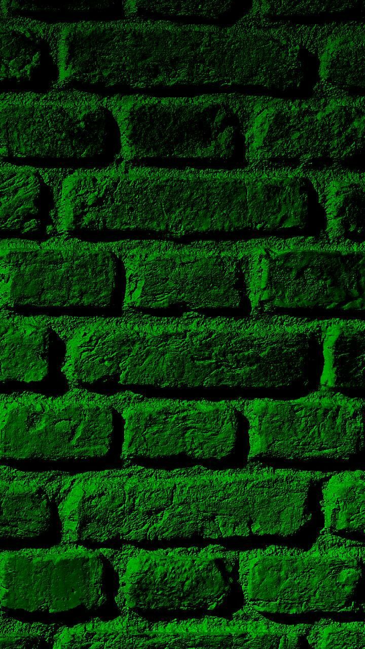 Green brick wall. Green wallpaper