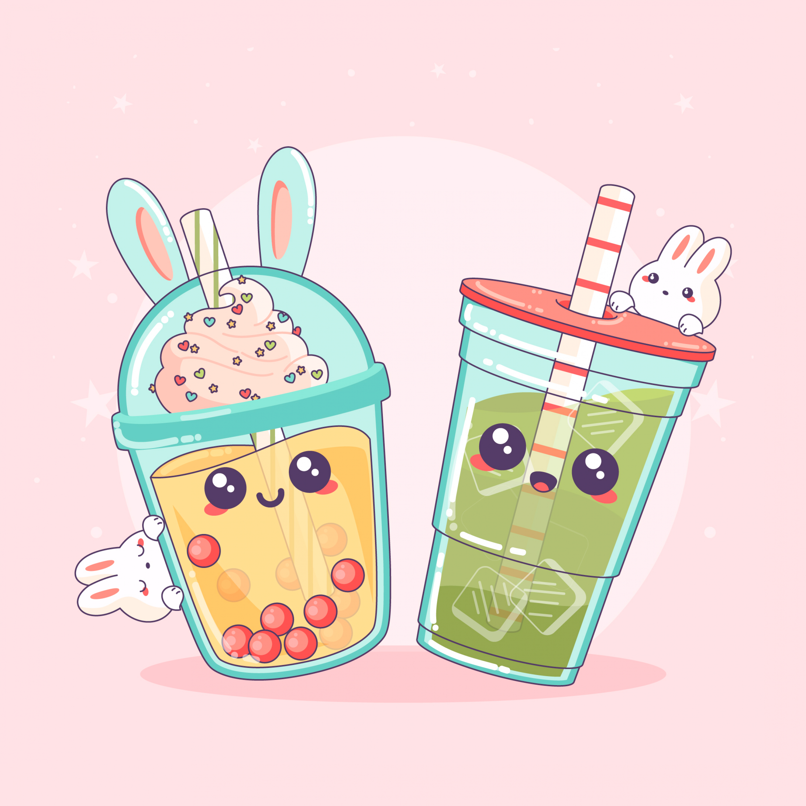 Kawaii bubble tea Wallpaper 4K, Kawaii