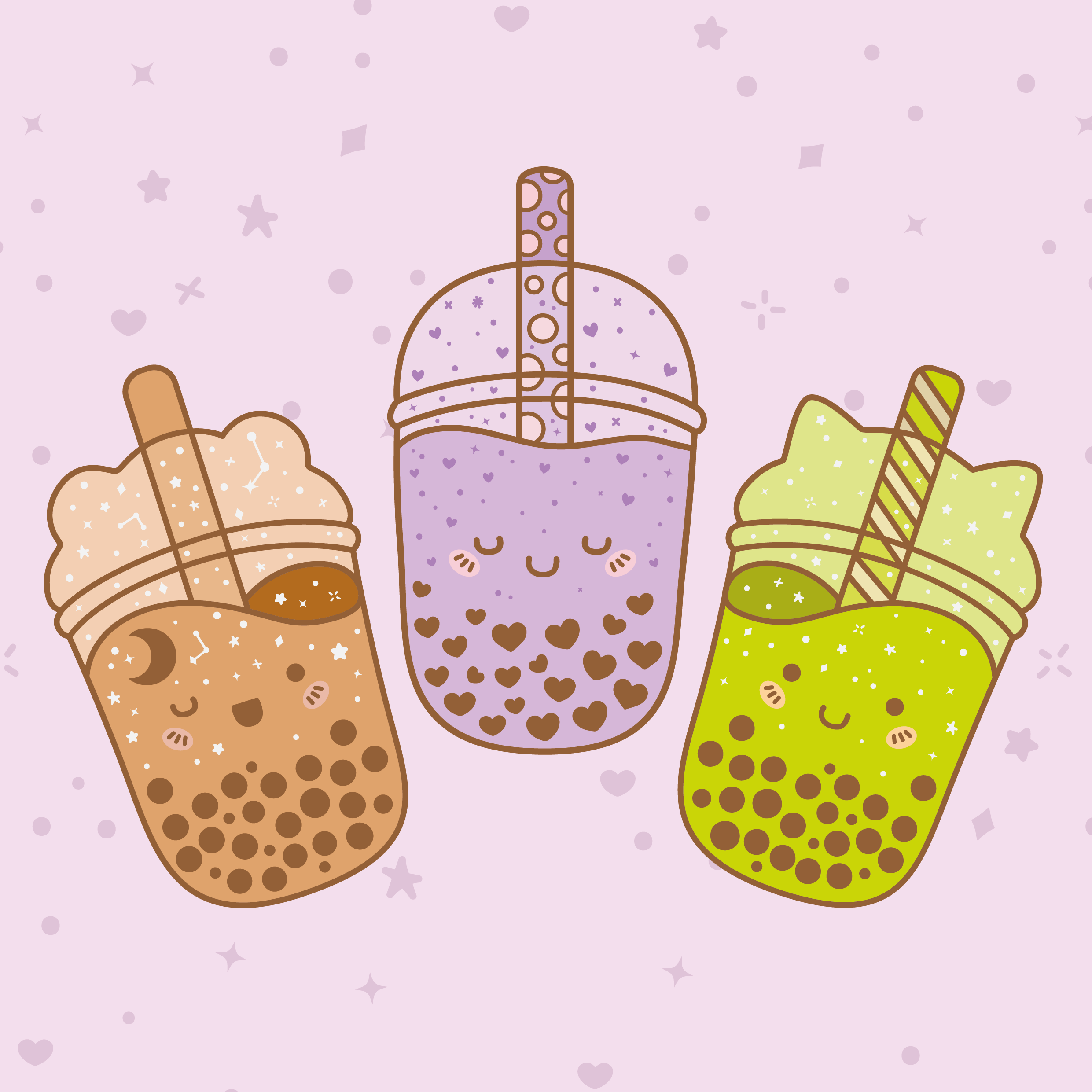 cute bubble tea set on Kickstarter