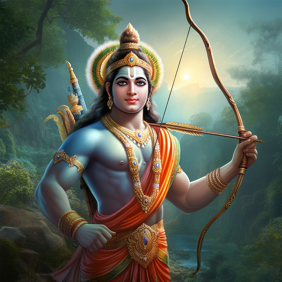 Shri Ram With Bow and Arrow Wallpaper