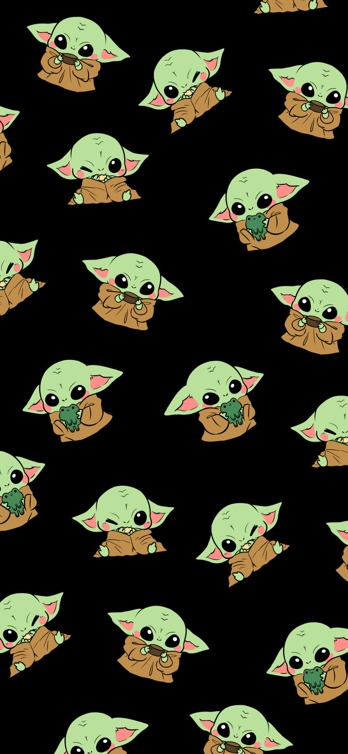 Cute Baby Yoda Black Wallpaper