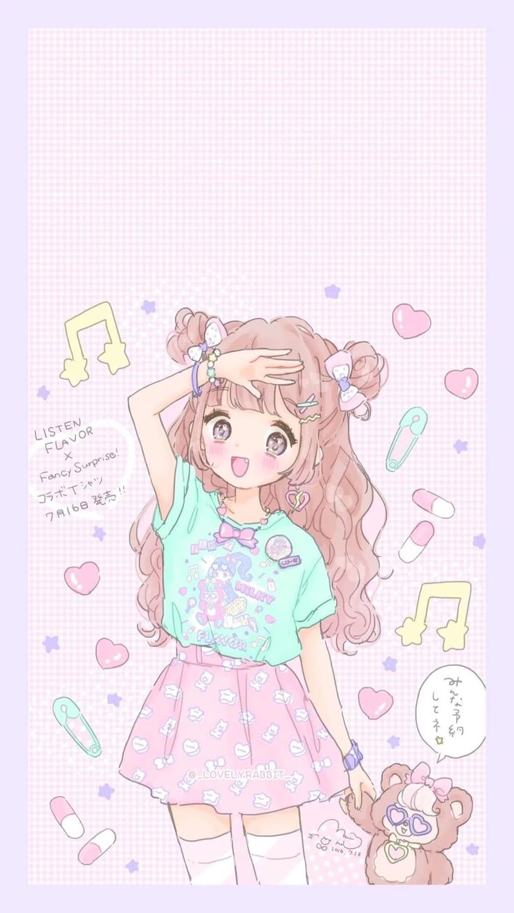 Fresh Kawaii Pastel Background. Cute