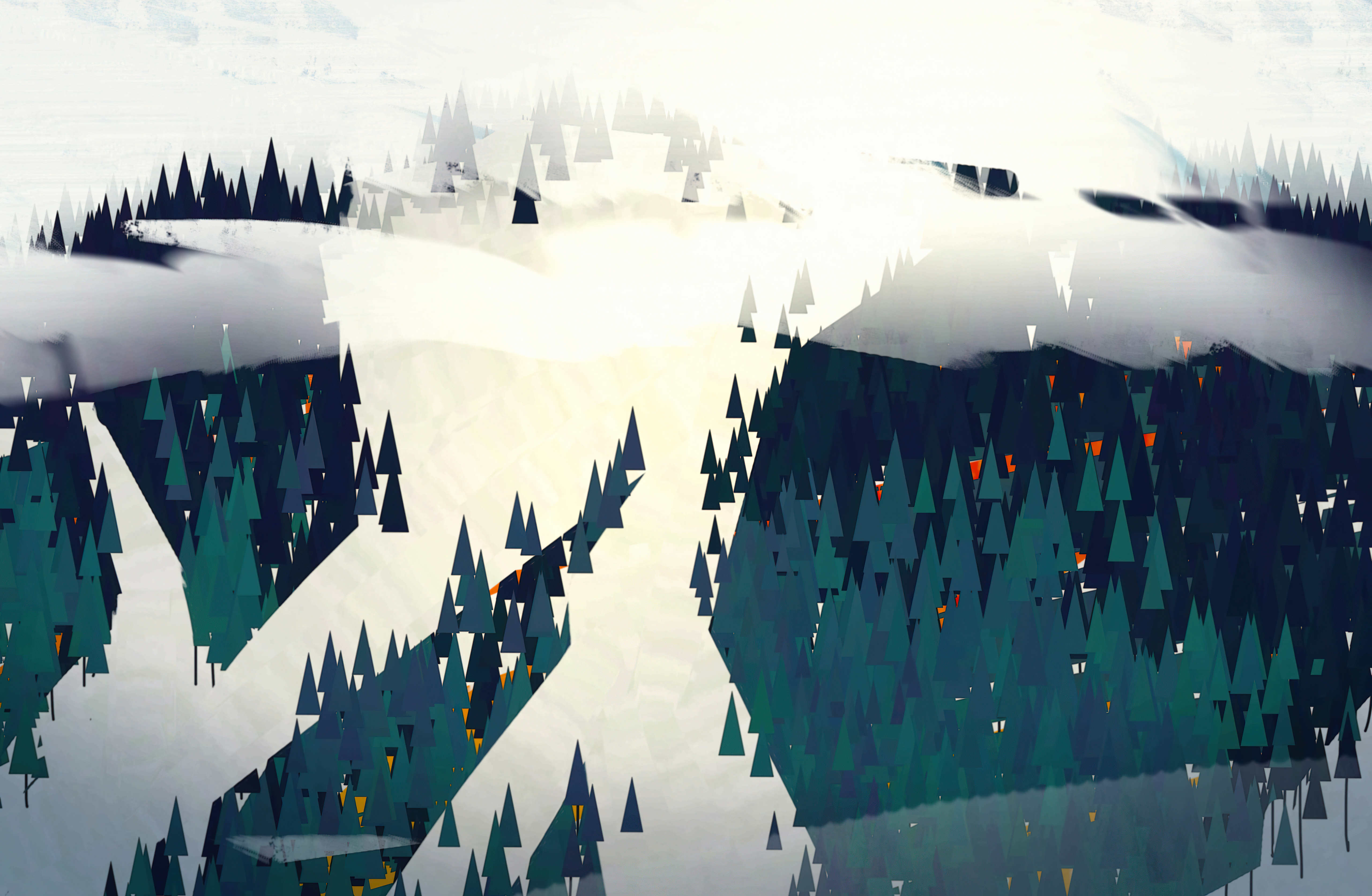 Minimal Forest Winter Snow Trees Mountains 5k Wallpaper, HD Artist Wallpaper , 4k Wallpaper, Image, Background, Photos and Picture