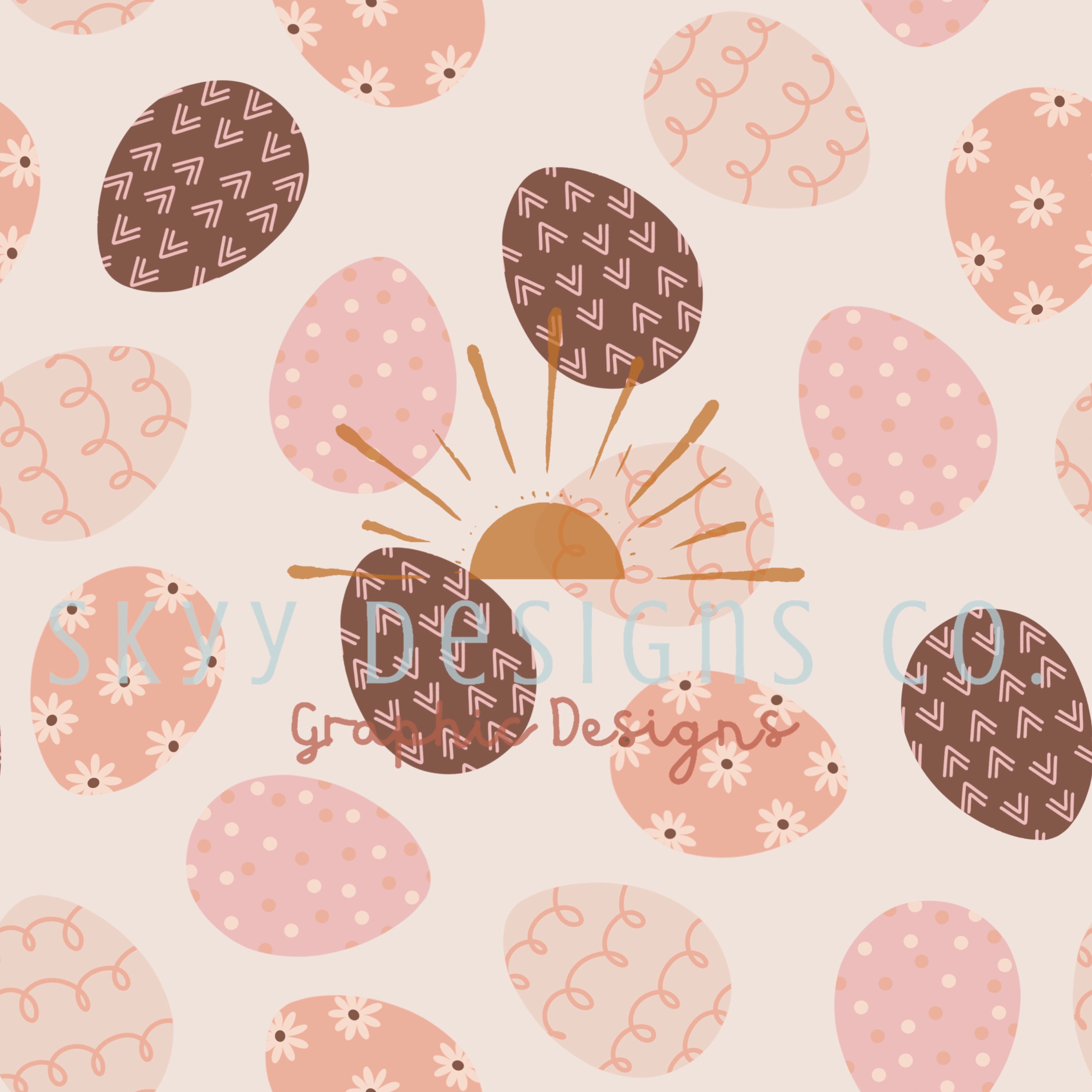 Boho Easter Eggs Pink Digital Seamless