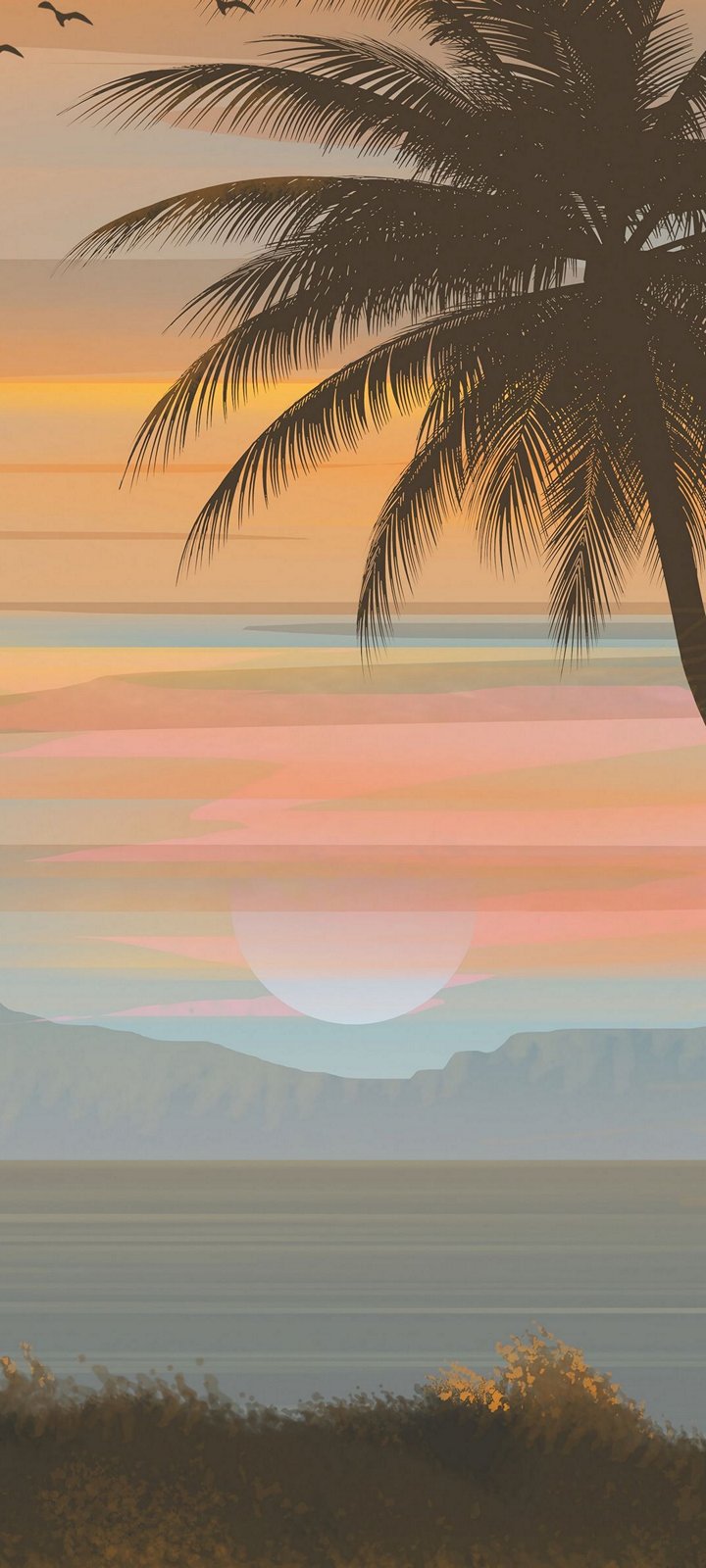 Vector Palm Tree Sky Background