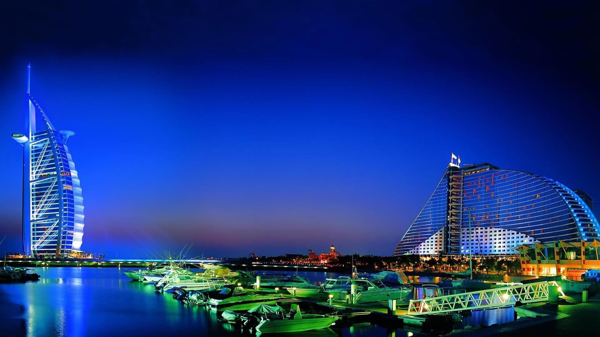 Dubai wallpaper, night sky, cityscape
