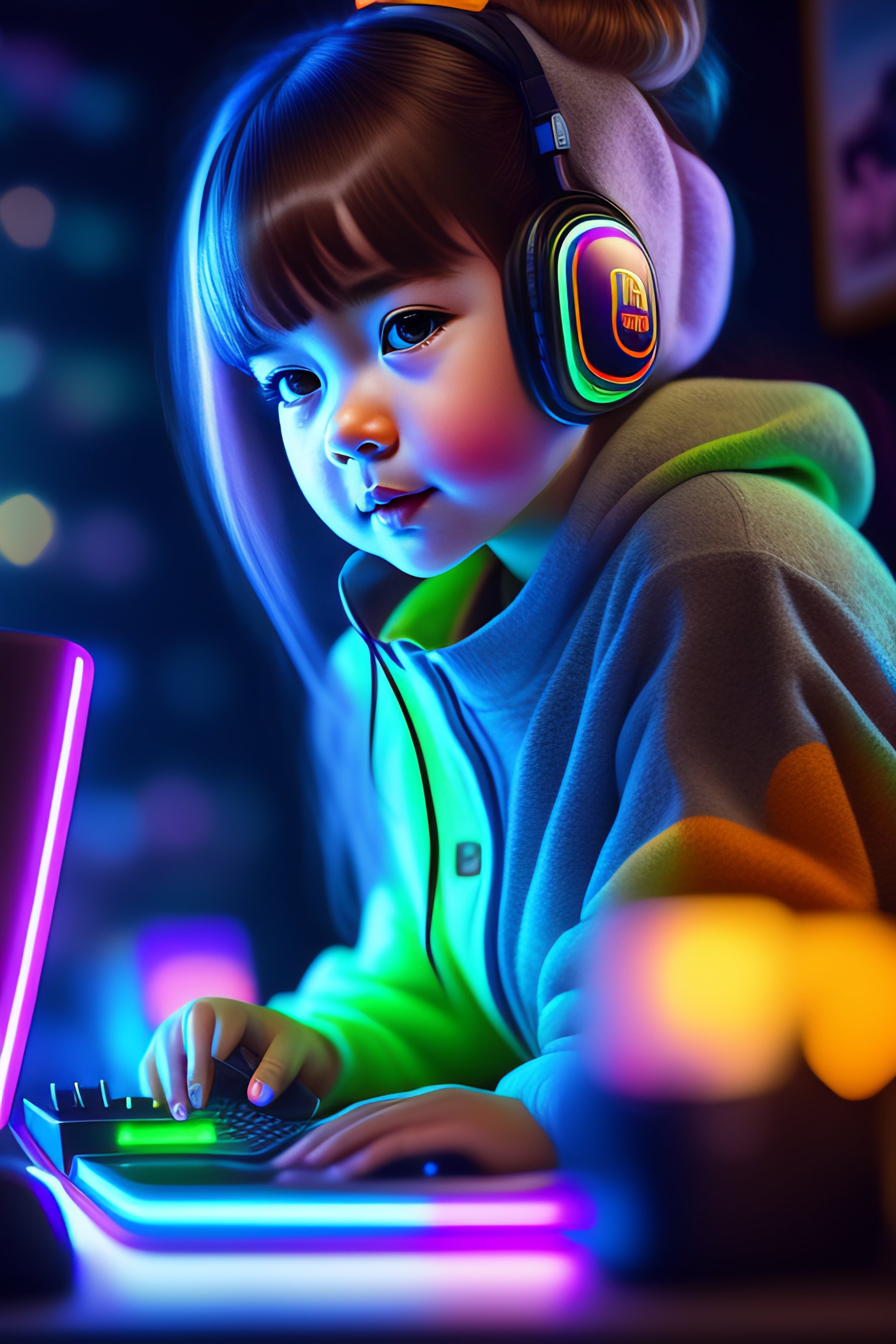 Photo of cute young rblack girl gaming