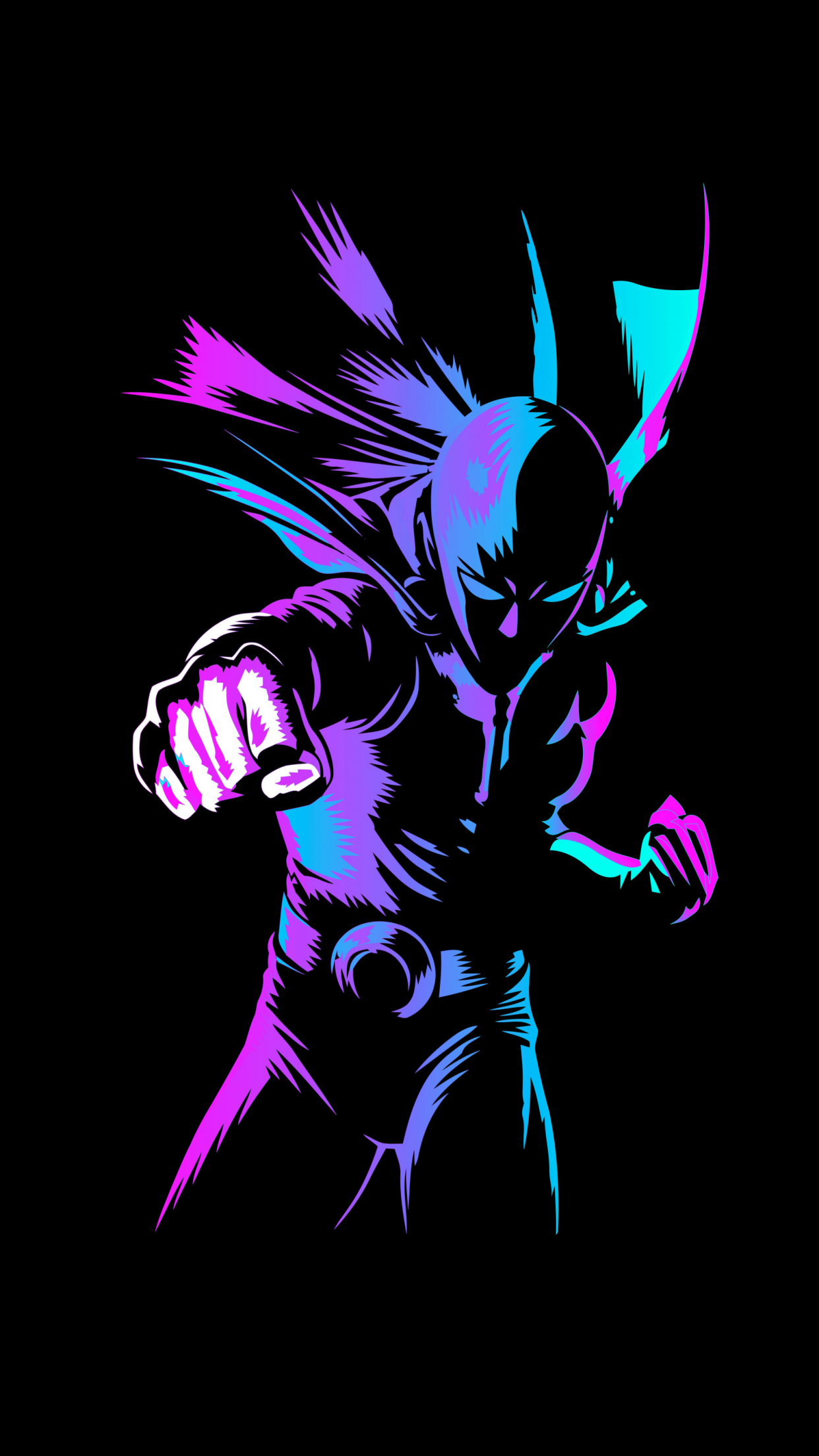Saitama Wallpaper 4K, Neon art, One