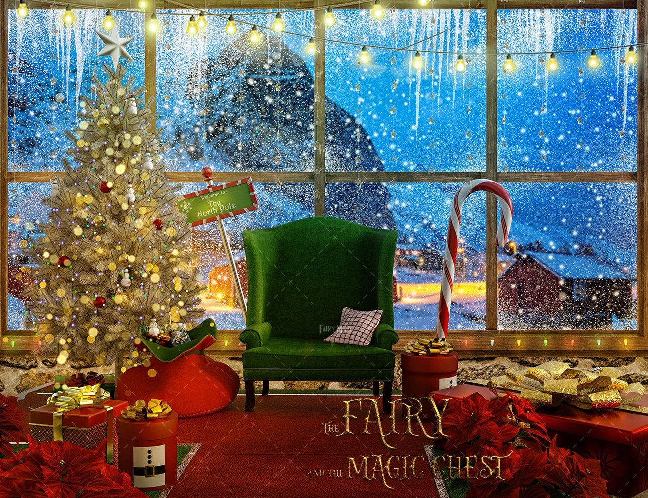 Christmas Digital Backdrop. Big Window