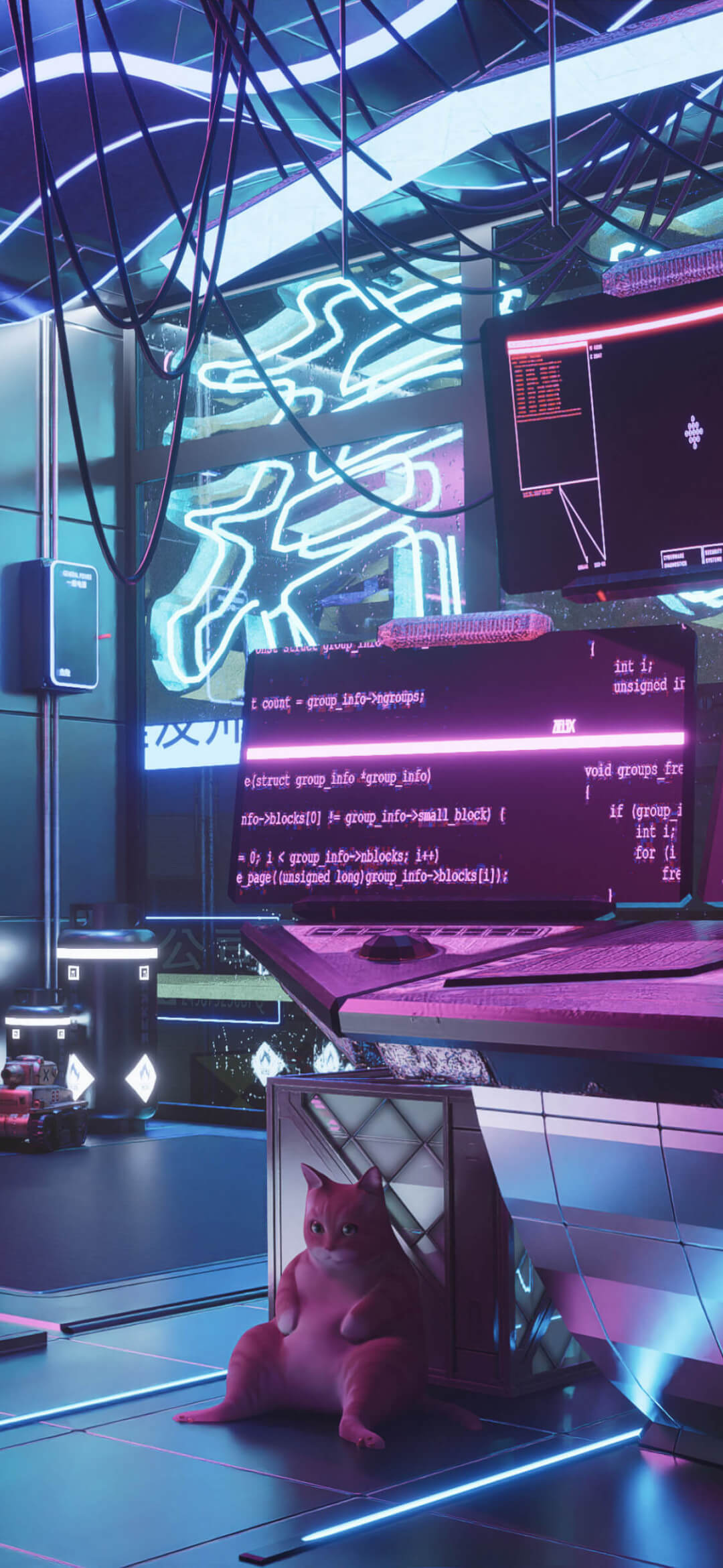 Cyberpunk Room 3D Wallpaper