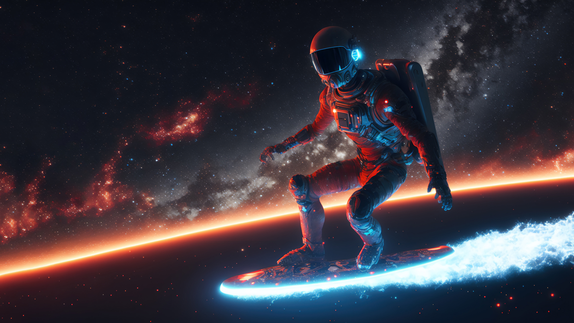 Astronaut Space Surfing Wallpaper