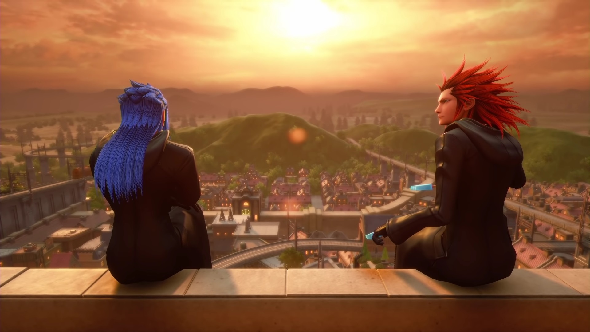 Saix and Lea in Twilight Town