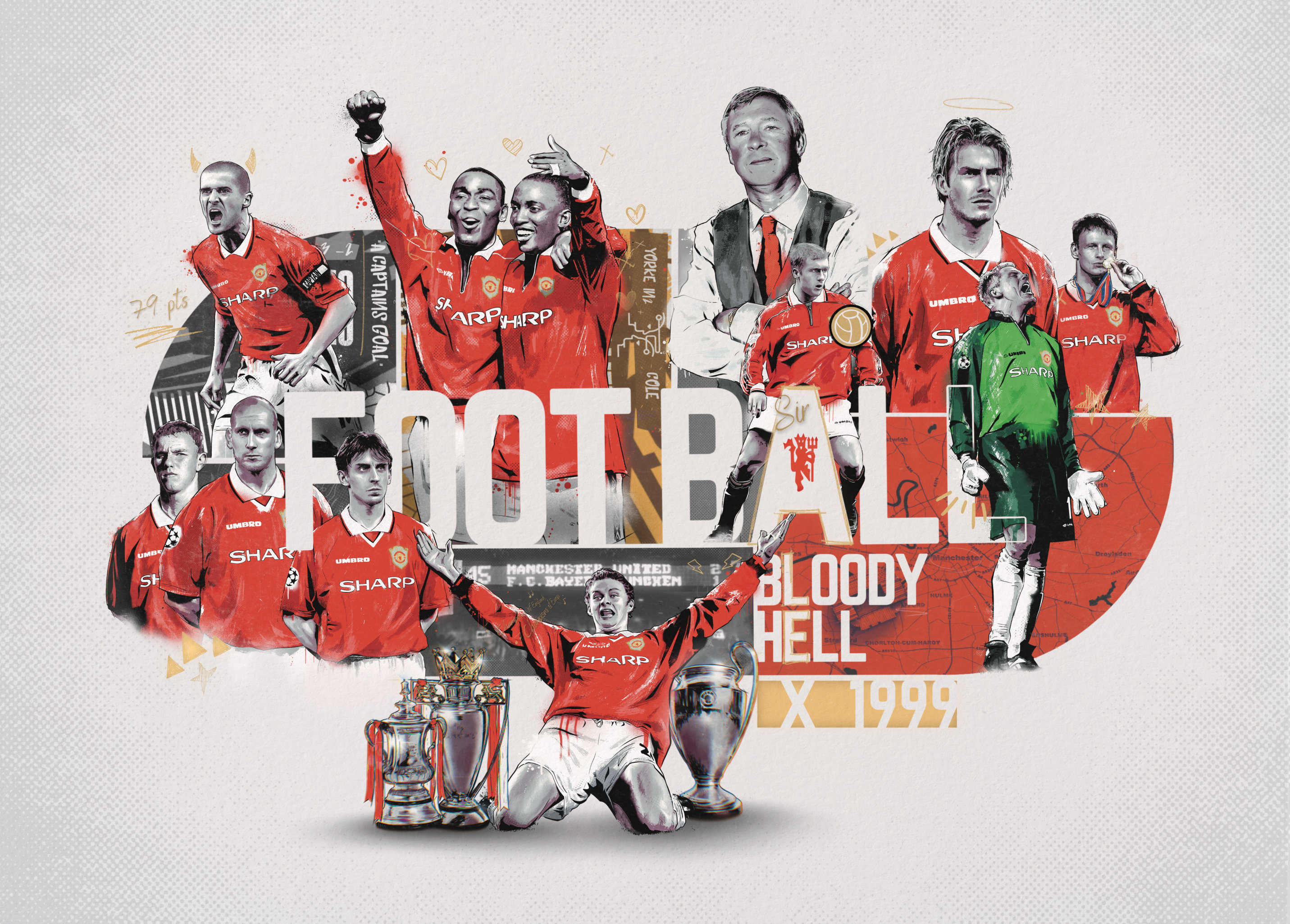 Manchester United 1999 Poster Print Art
