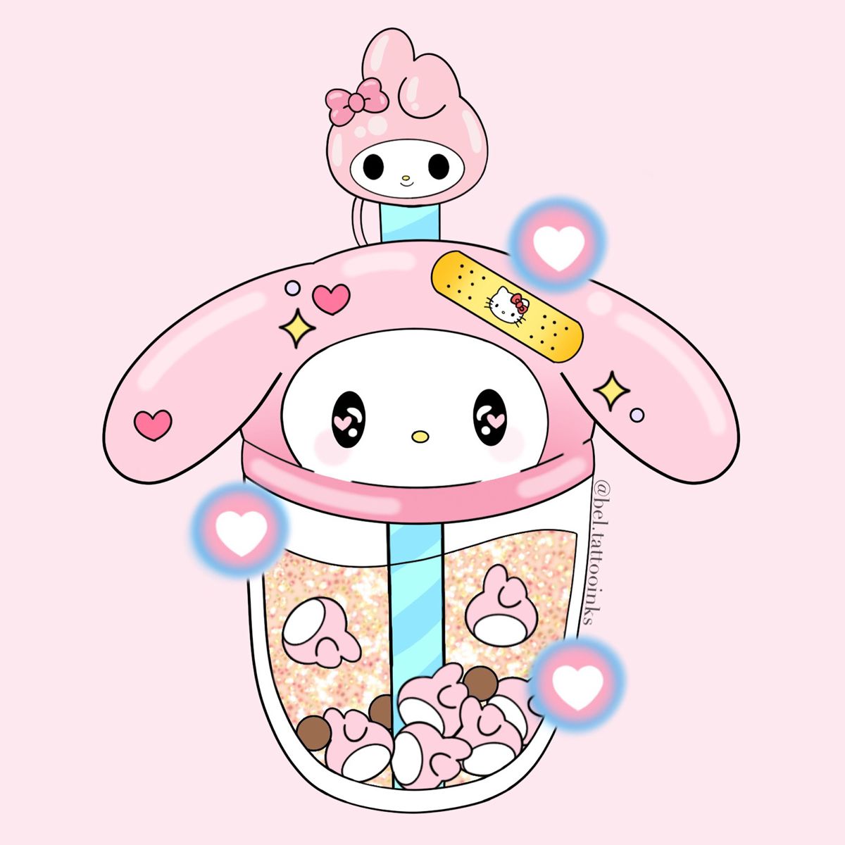 My Melody Boba. Pink wallpaper hello