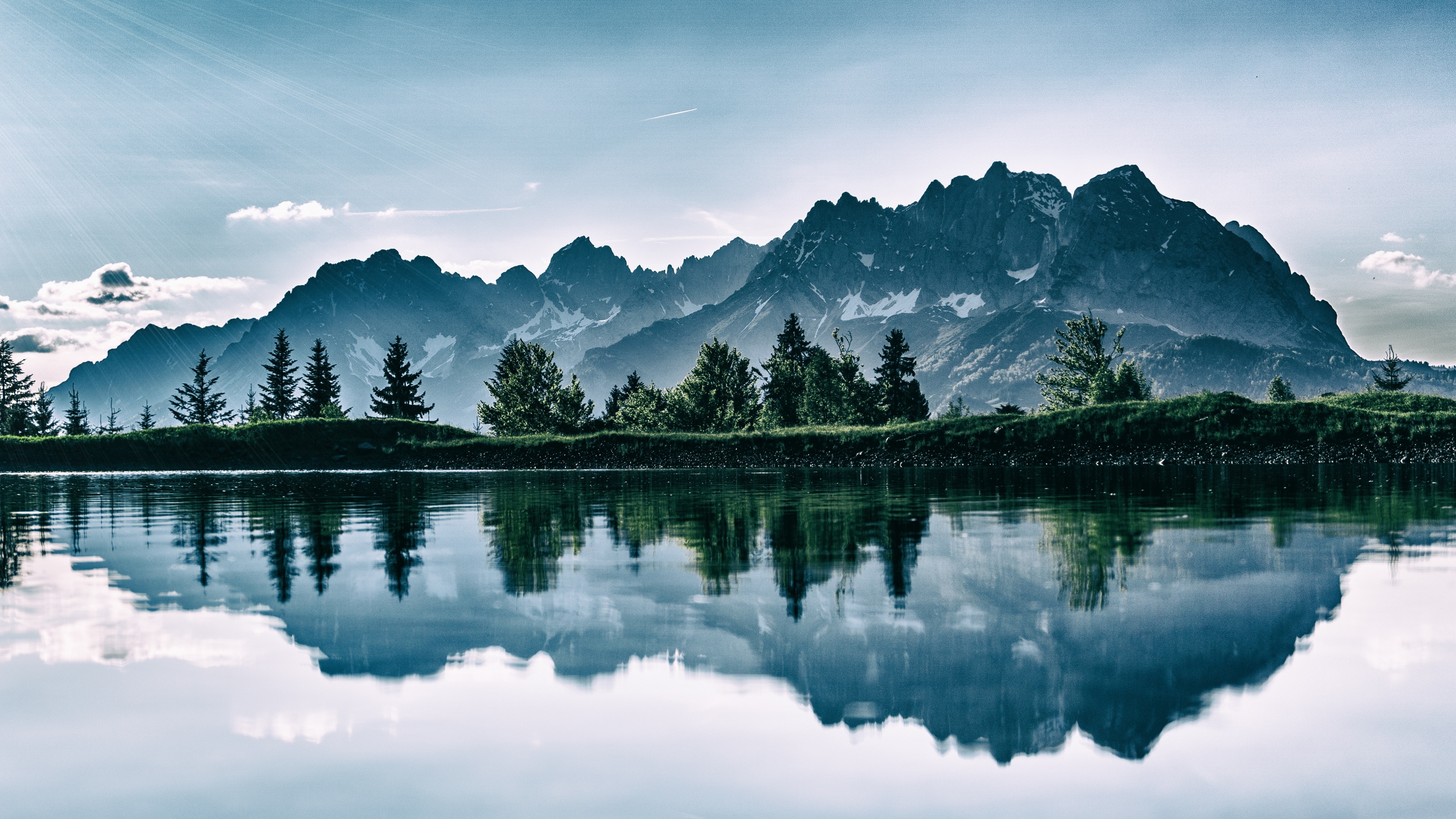 Mountains Wallpaper 4K, Cold, Lake