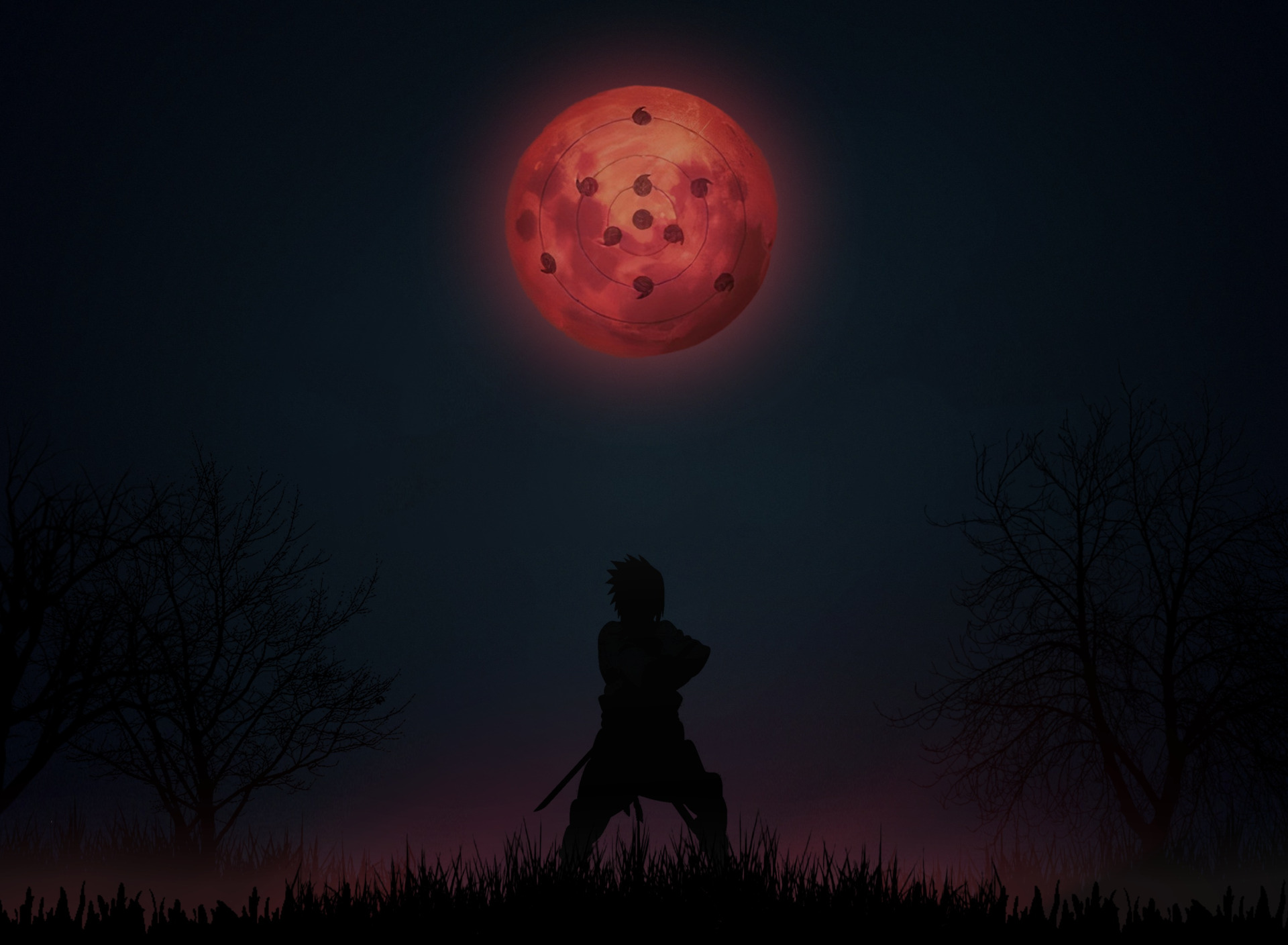 Download wallpaper dark, moon, naruto