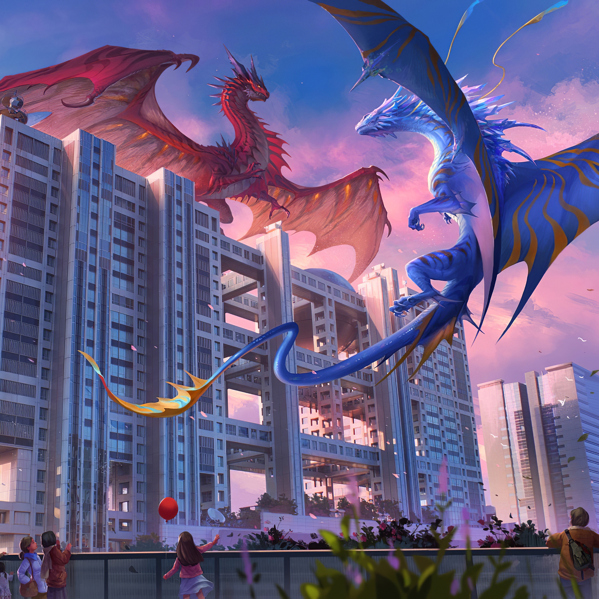 Blue Vs Red Dragon 4k iPad