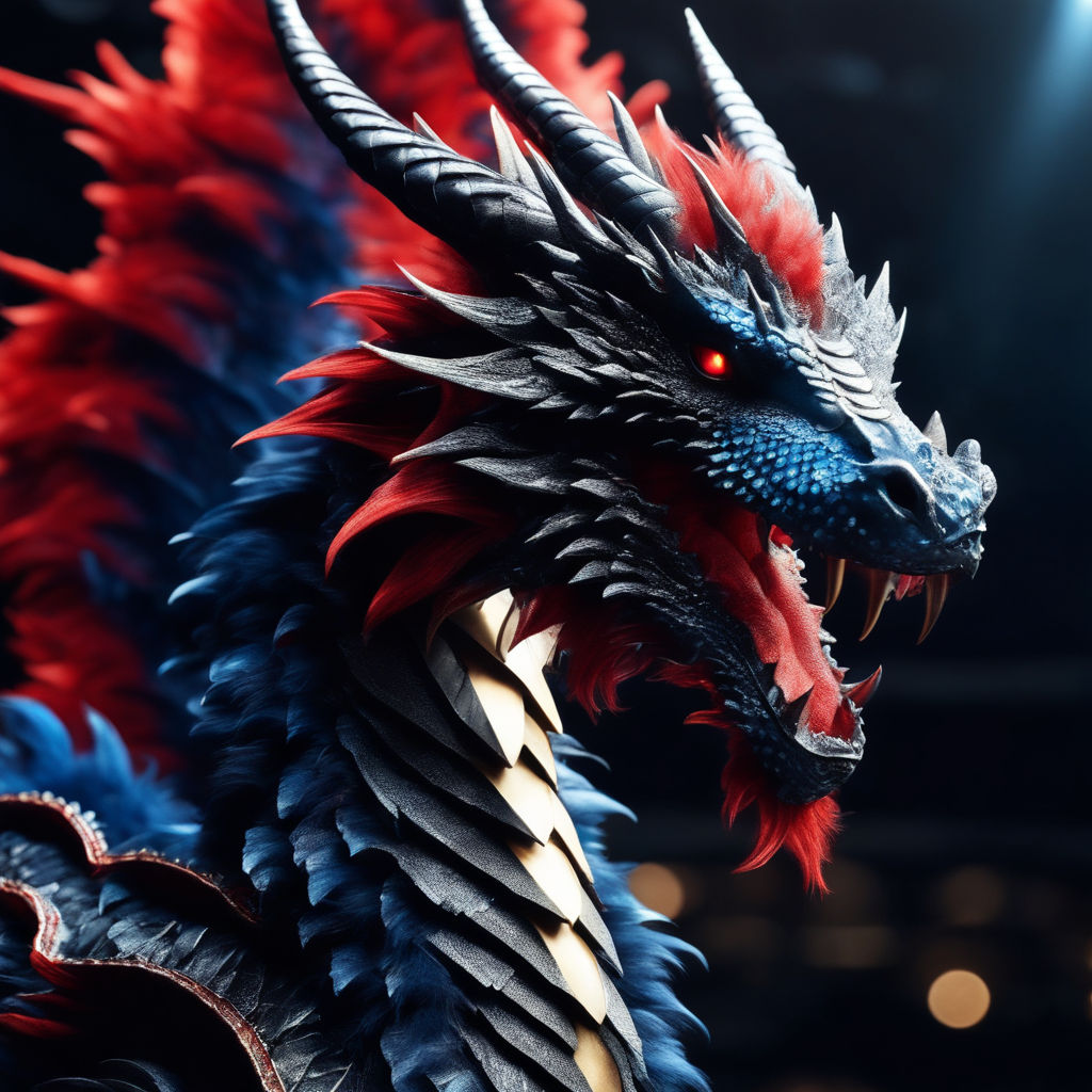 Cute red and blue dragon