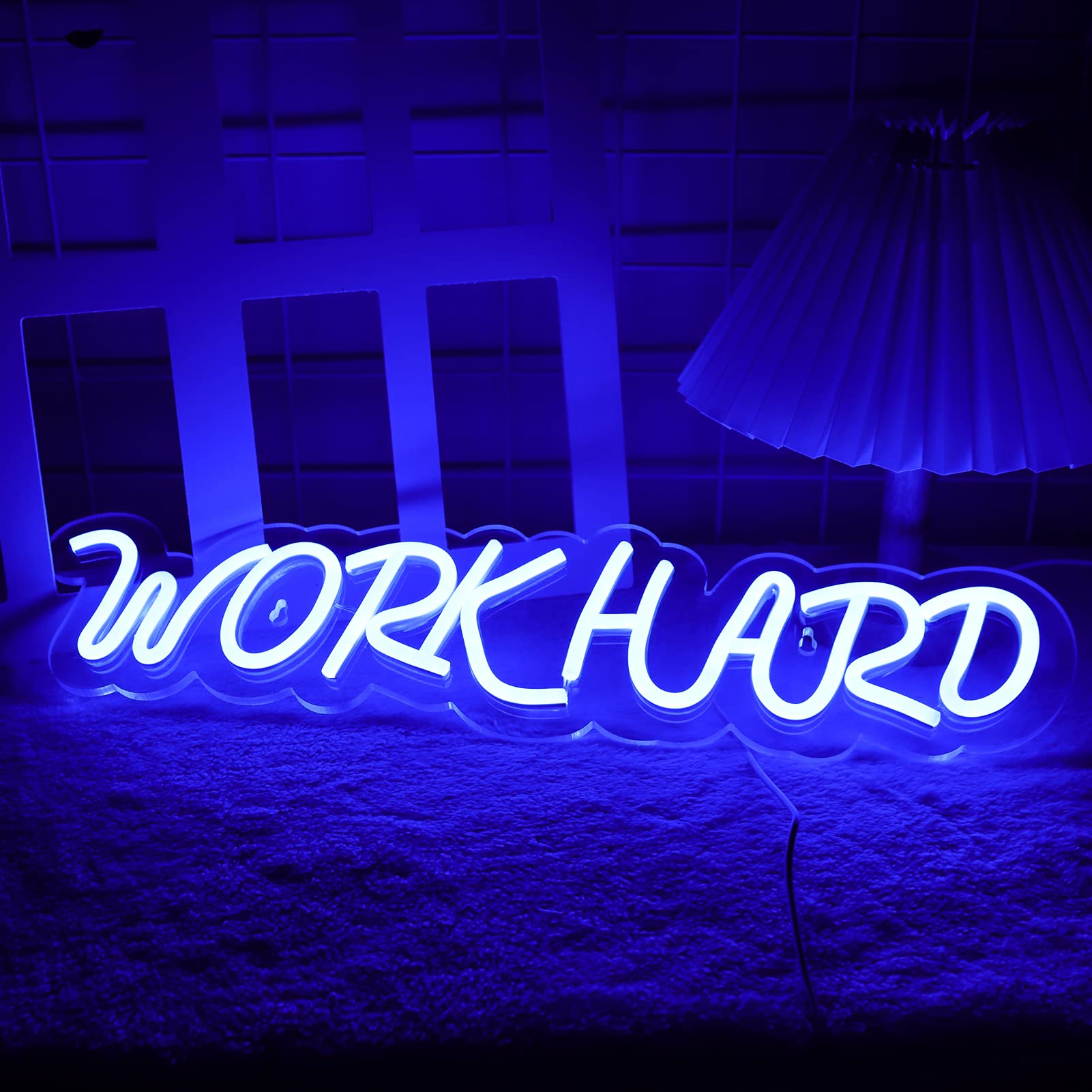 JFLLamp Work Hard Neon Signs for Wall Decor Neon Lights for Bedroom LED Signs Suitable for Office Man Cave Beer Bar Pub Restaurant Christmas