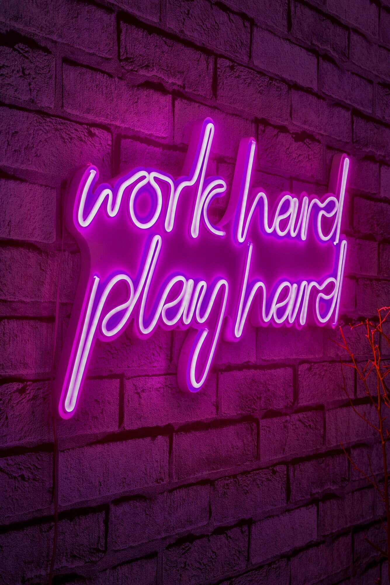 Hard Play Hard Wall Decor Pink Neon Art