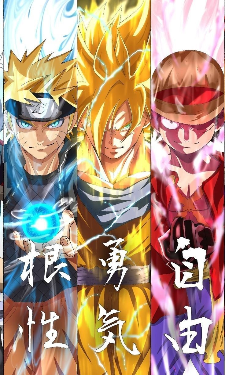 Naruto goku and luffy Wallpaper