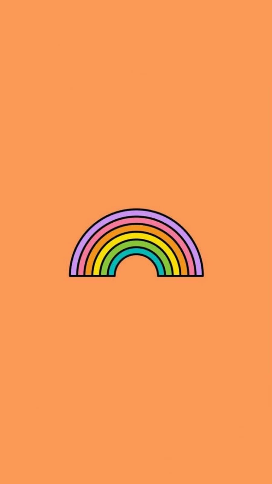 Pastel Orange Rainbow Mobile Wallpaper