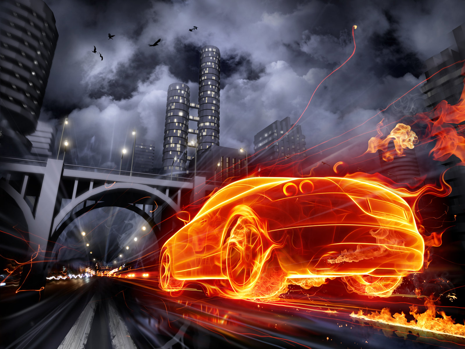Wallpaper Fire Cars
