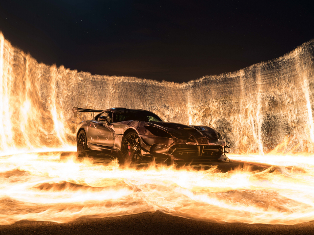 Wallpaper sports car, car on fire