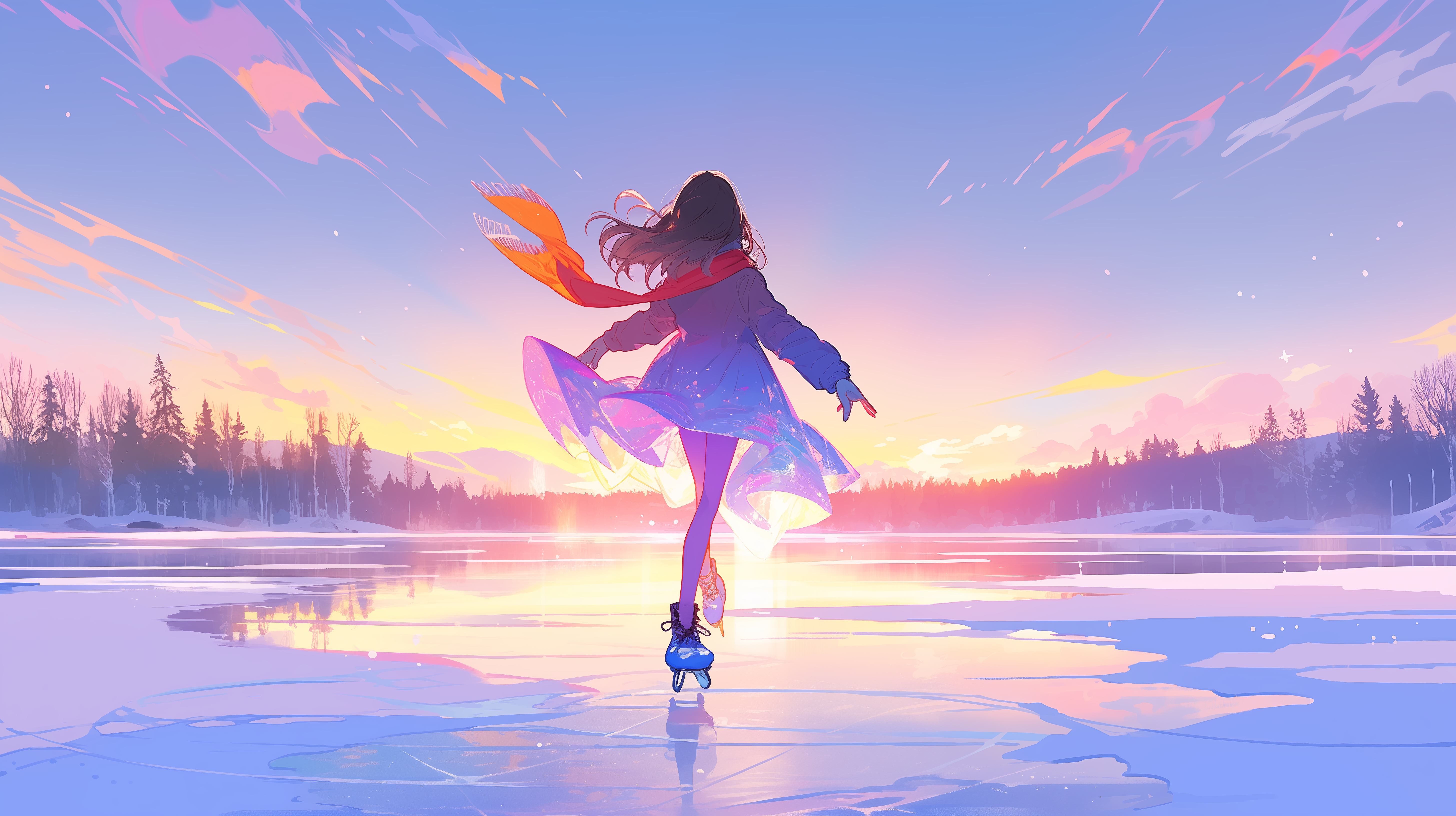 Ice Skater at Sunset Original