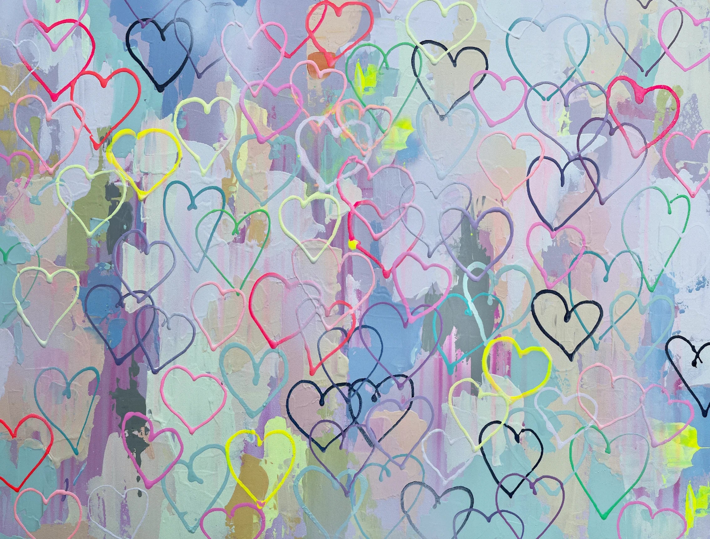 Colorful Heart Themed Wallpaper Mural